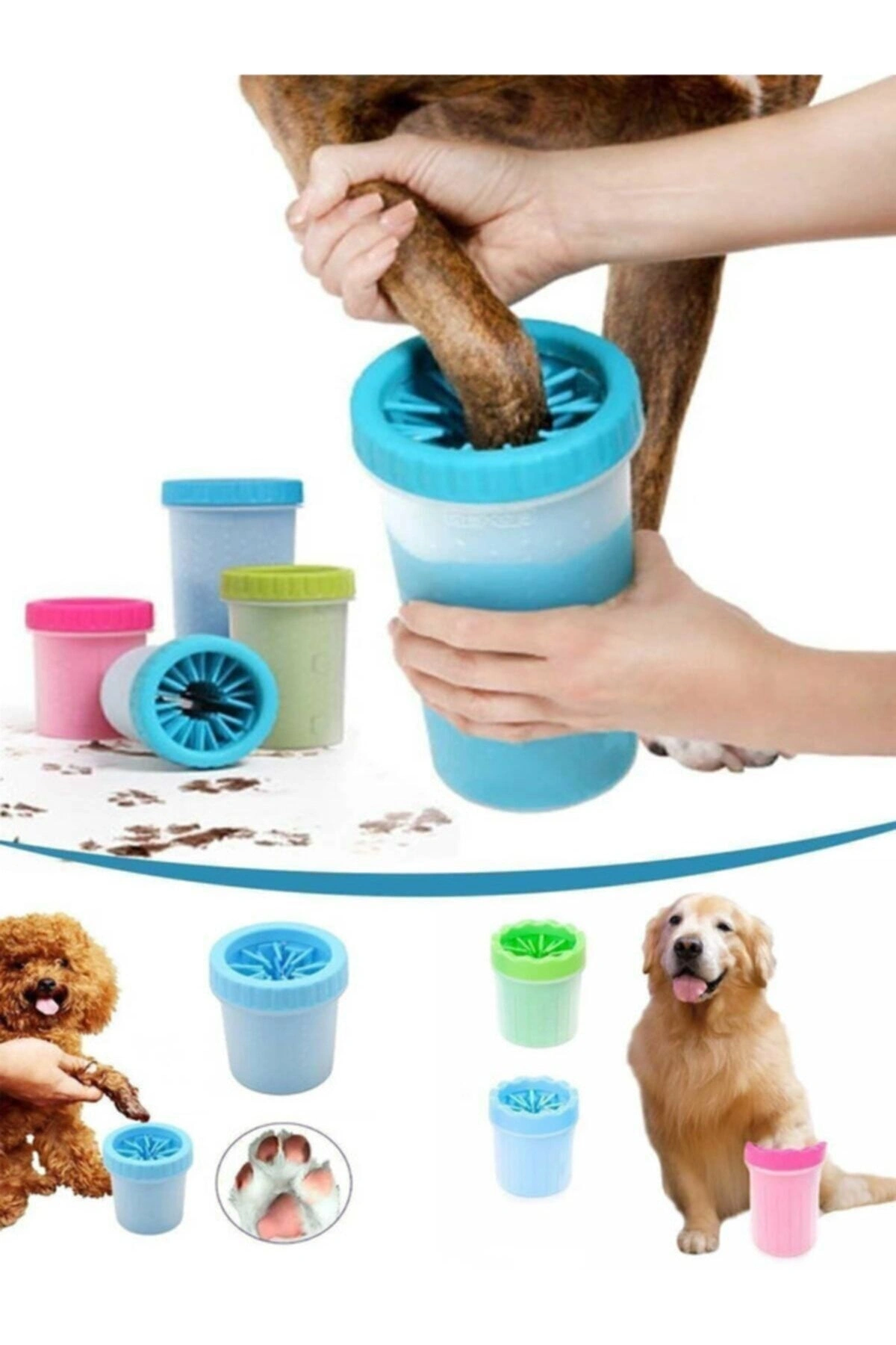Köpek Ayak Pati Yıkama Ve Temizleme Aparatı -orta Boy 1 Adet 11 X9 Cm Mavi