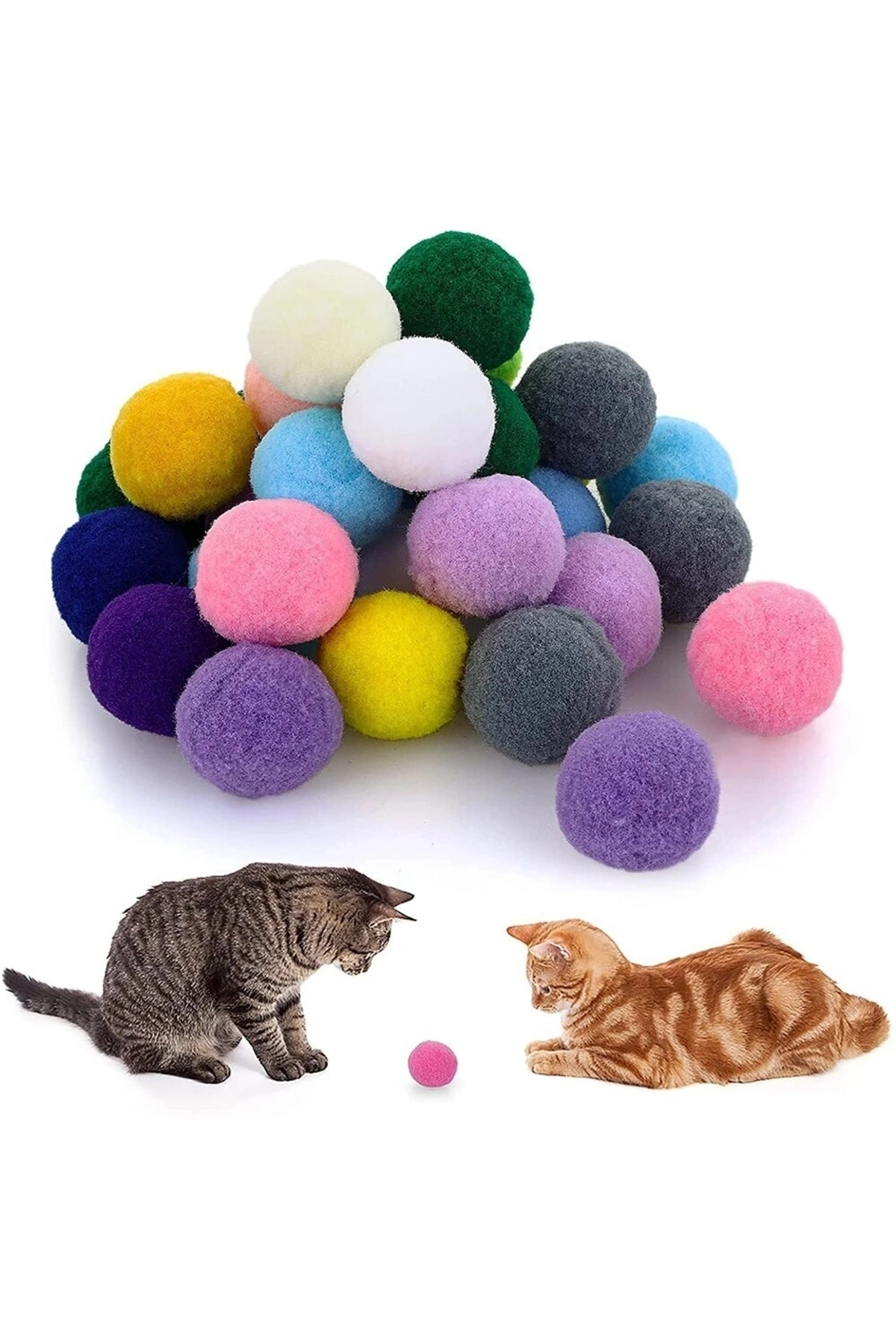 Renkli Ponponlar Kedi Oyuncağı (2,5 Cm 25 Adet )