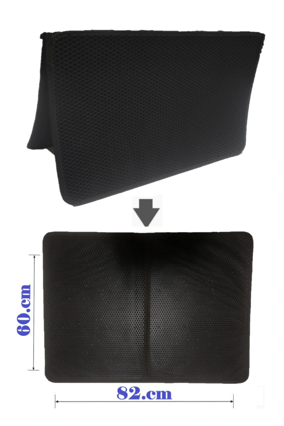 Büyük Boy Elekli Kedi Tuvalet Önü Paspası Katlanabilir 82 X 60 Cm Siyah