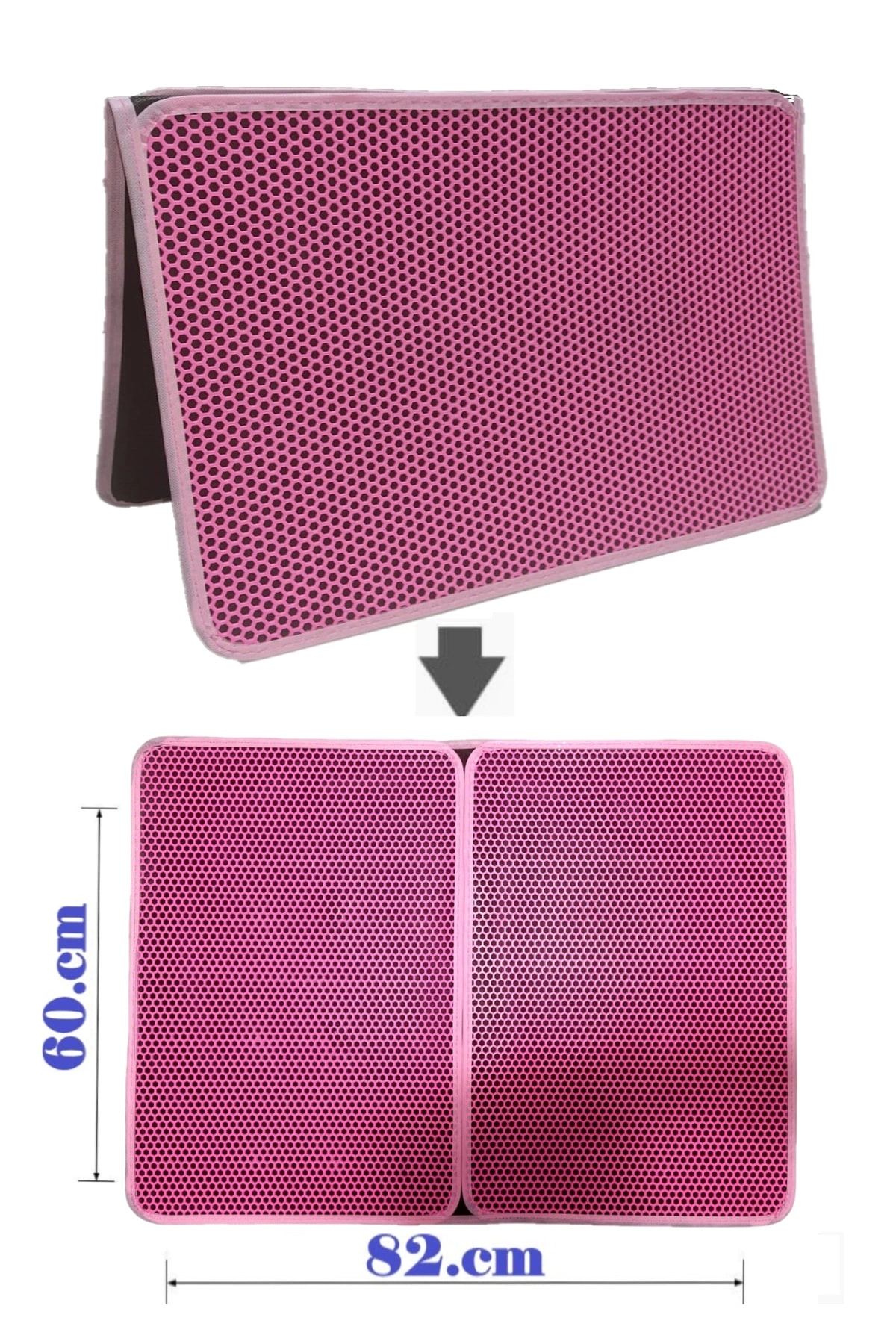 Büyük Boy Elekli Kedi Tuvalet Önü Paspası Katlanabilir 82 X 60 Cm Pembe