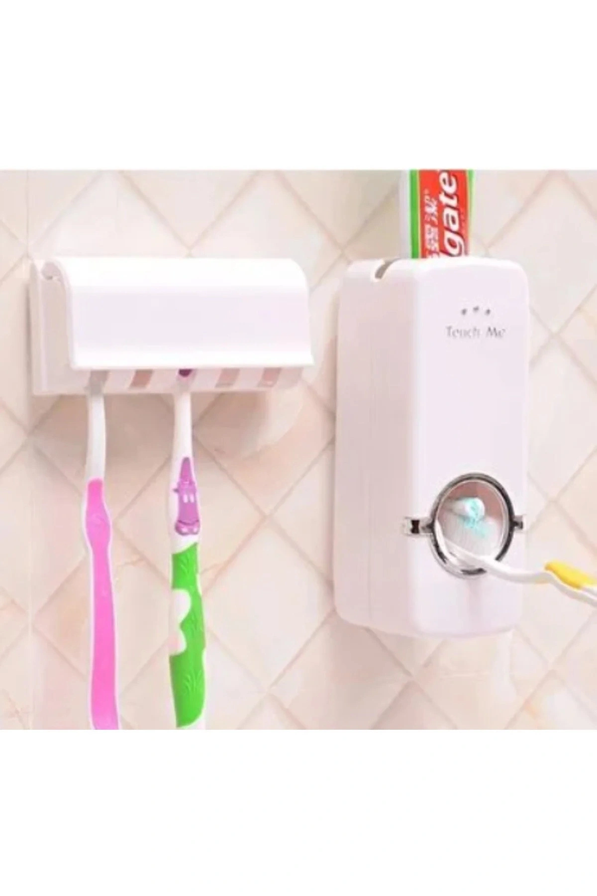 Diş Macunu Sıkacağı Ve 5li Diş Fırçalığı Macun Sıkıcı Diş Fırçası Tutucu