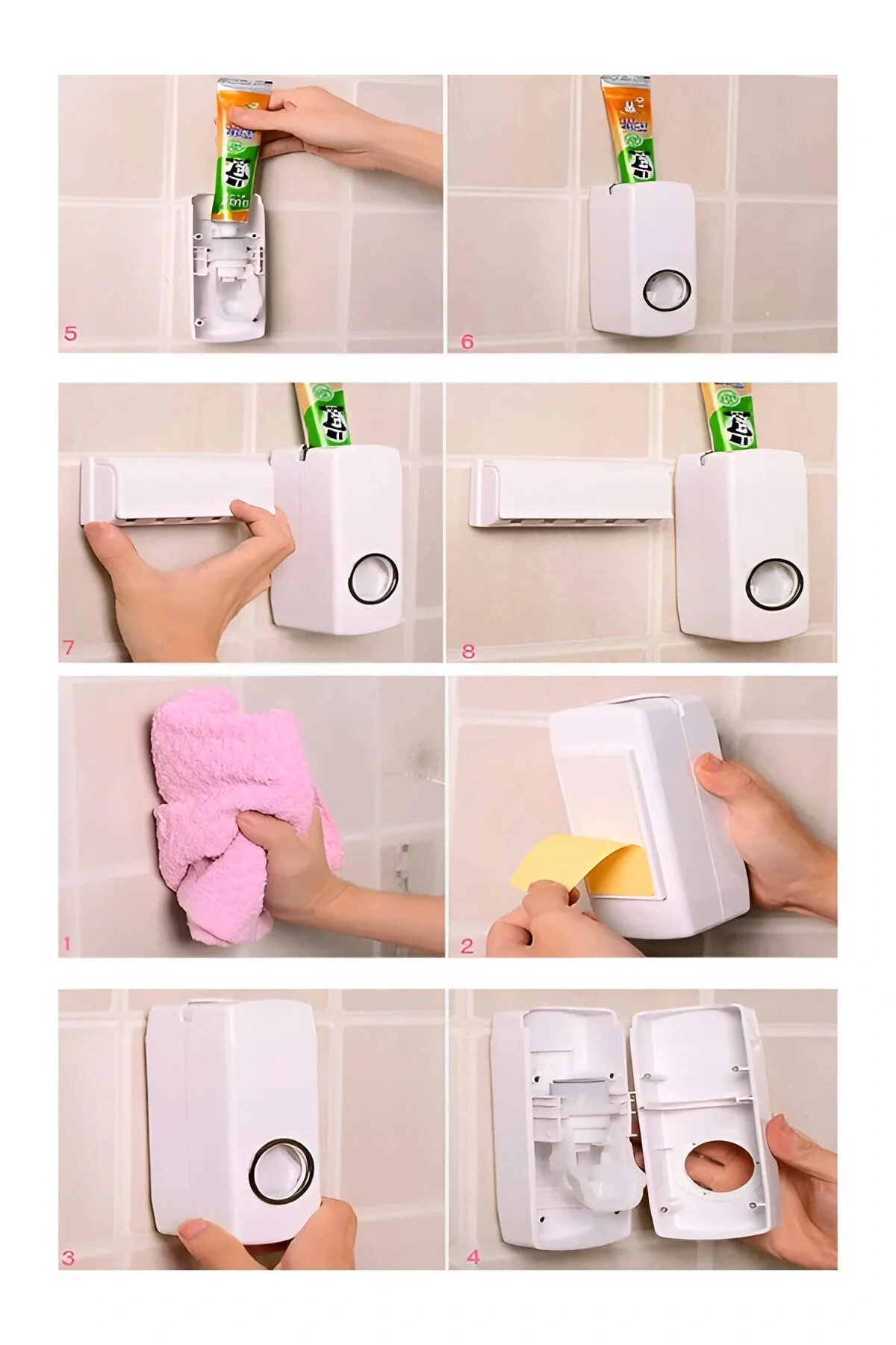 Diş Macunu Sıkacağı Ve 5li Diş Fırçalığı Macun Sıkıcı Diş Fırçası Tutucu