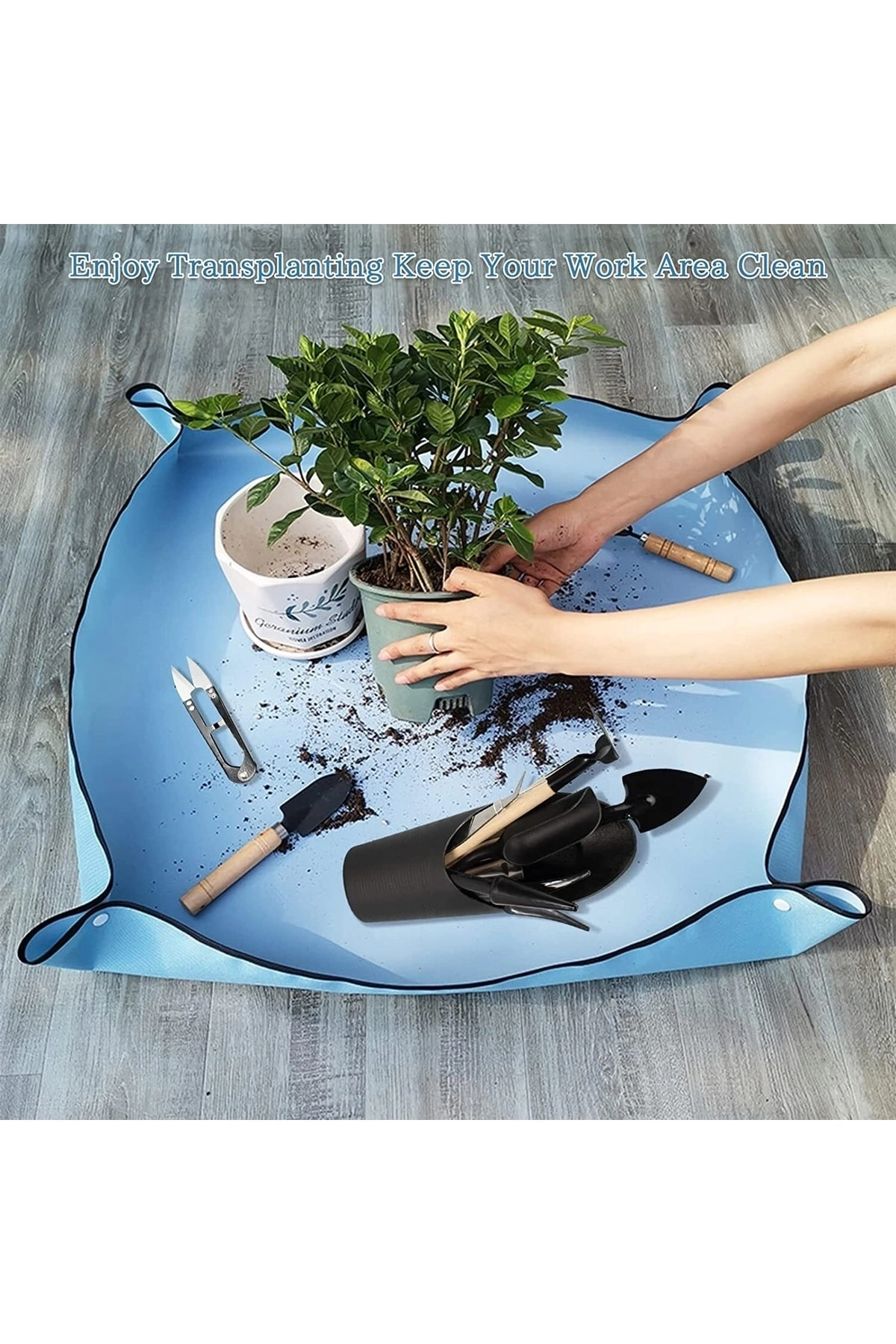 Çiçek Saksı Toprağı Toprak Aktarımı Için Su Geçirmez Ped 50x50 Cm 1 Adet Mavi Küçük Boy