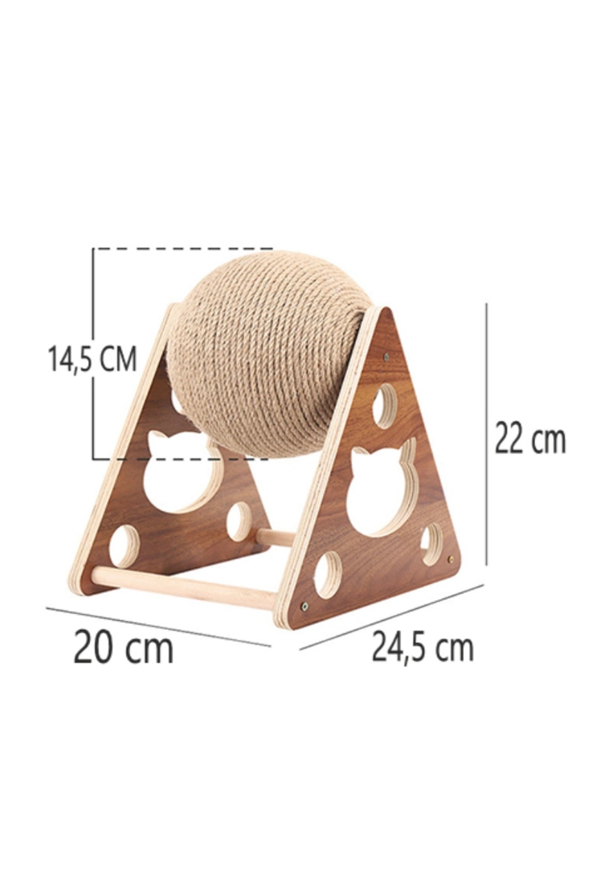 Ahşap İpli Kedi Oyuncagi Topu Kedi Tırmalaması