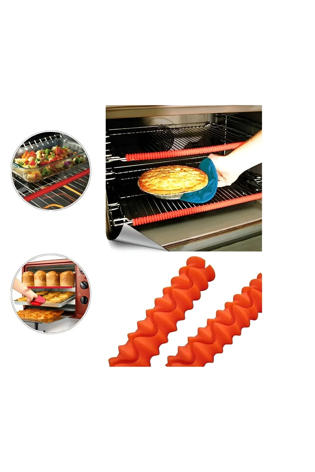 Isıya Dayanıklı Silikon Izgara Fırın Koruyucu Yanma Önleyici Kenar Koruyucu Silikon 2 Li Paket
