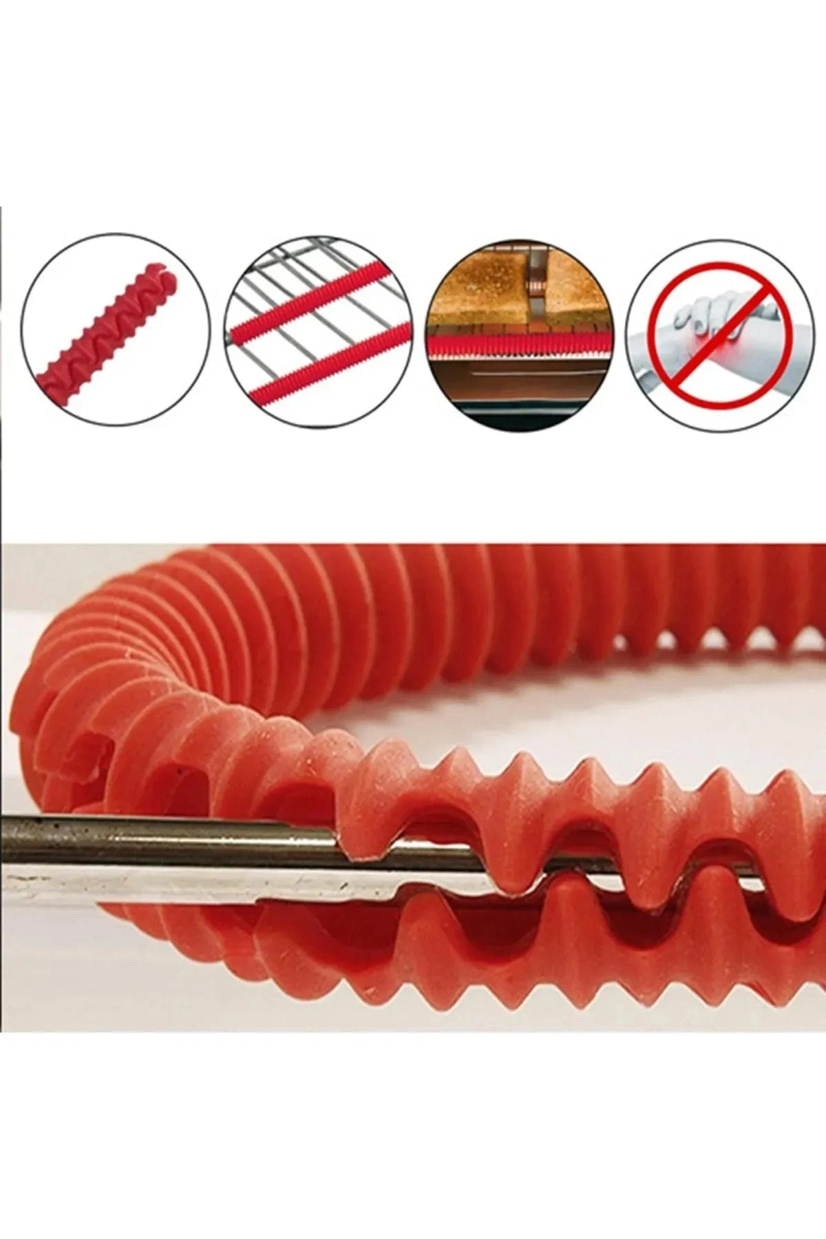 Isıya Dayanıklı Silikon Izgara Fırın Koruyucu Yanma Önleyici Kenar Koruyucu Silikon 2 Li Paket