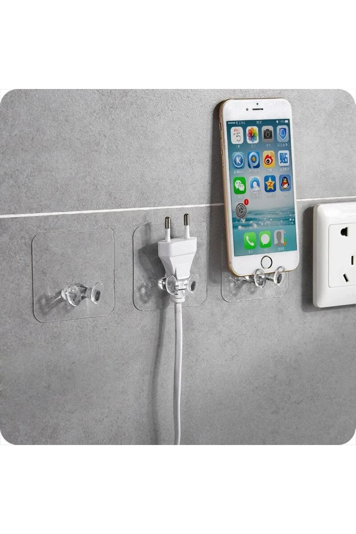 Kendinden Yapışkanlı Şeffaf Kablo Tutucu Diş Fırçası Askısı 5 Adet