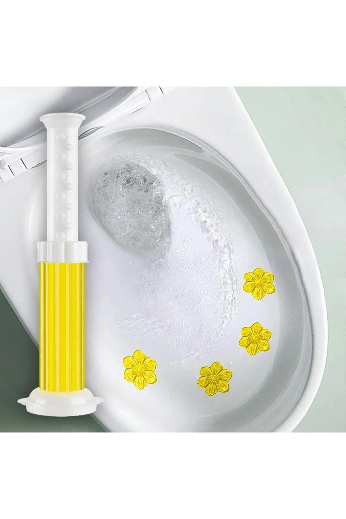 Wc Tuvalet Temizleme Jeli Klozet Jel Blok Koku Giderici Desenli Klozet Jeli Limon Sarı 1 Adet