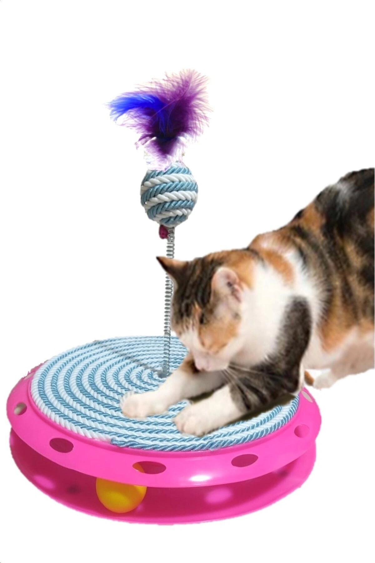 TEK katlı eğlenceli kedi oyuncağı ve tırmalama TURKUAZ