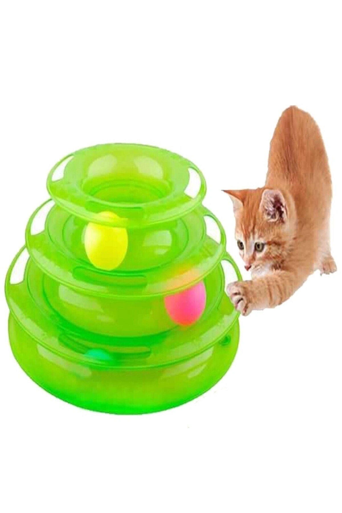 Tower Of Tracks Toplu Yuvarlak Kedi Oyuncağı Kedi Eğlencesi Yeşil