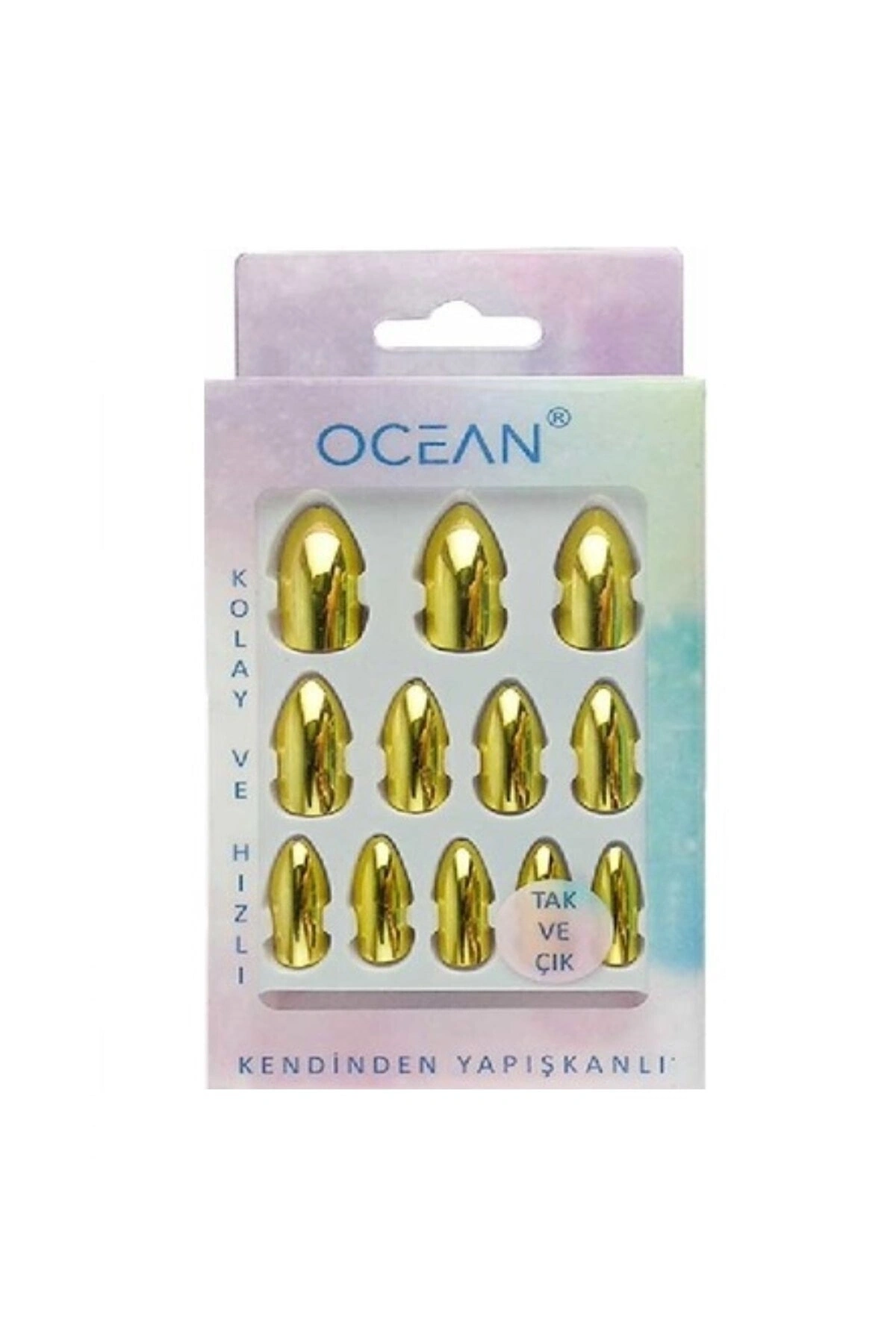 Tak Ve Çık Takma Tırnak - metalik sarı