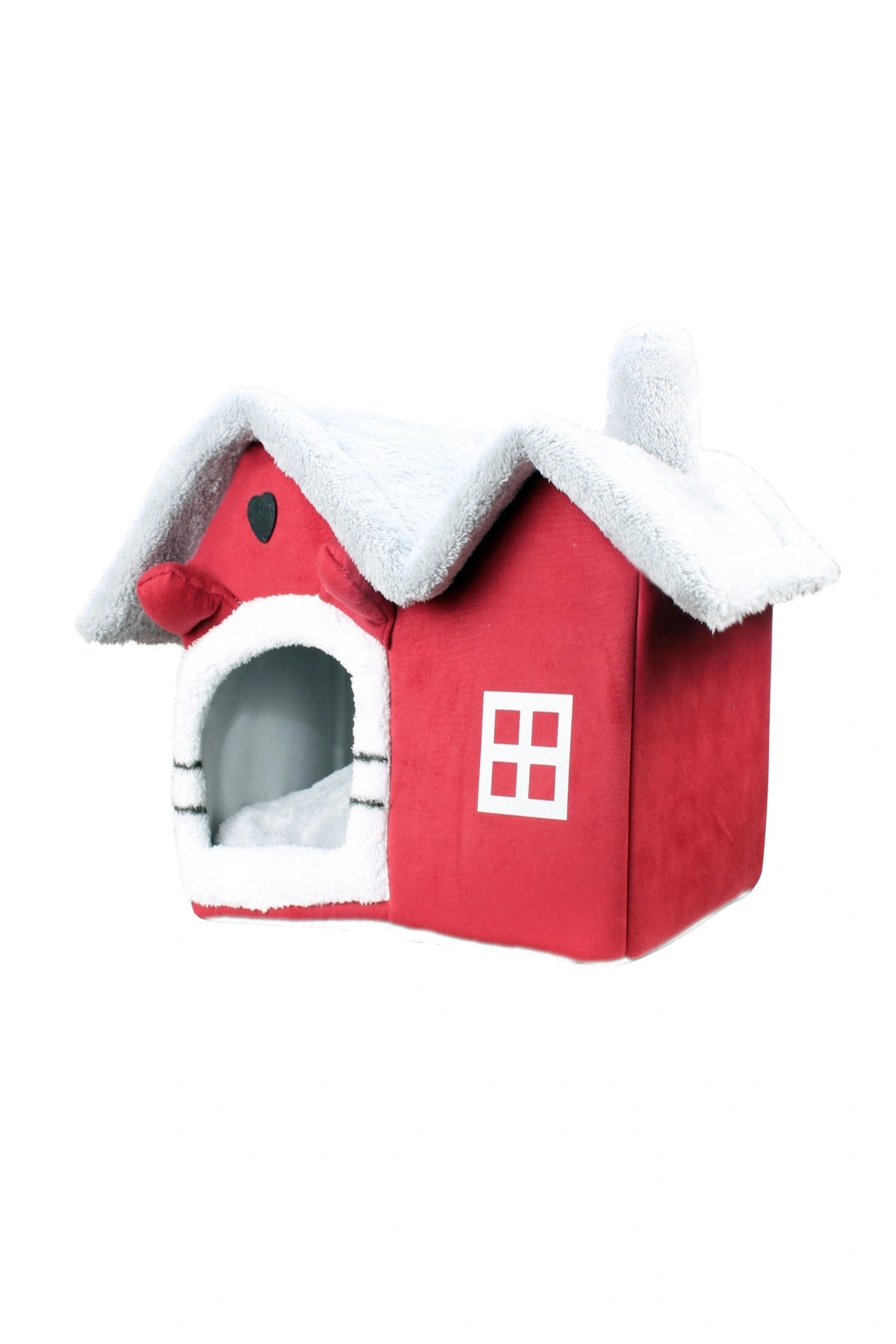 Kedi Evi Yumuşak Yatağı Derin Uyku Ve Kış Evi Çıkarılabilir Minder -villa ( Kırmız S Beden )1adet