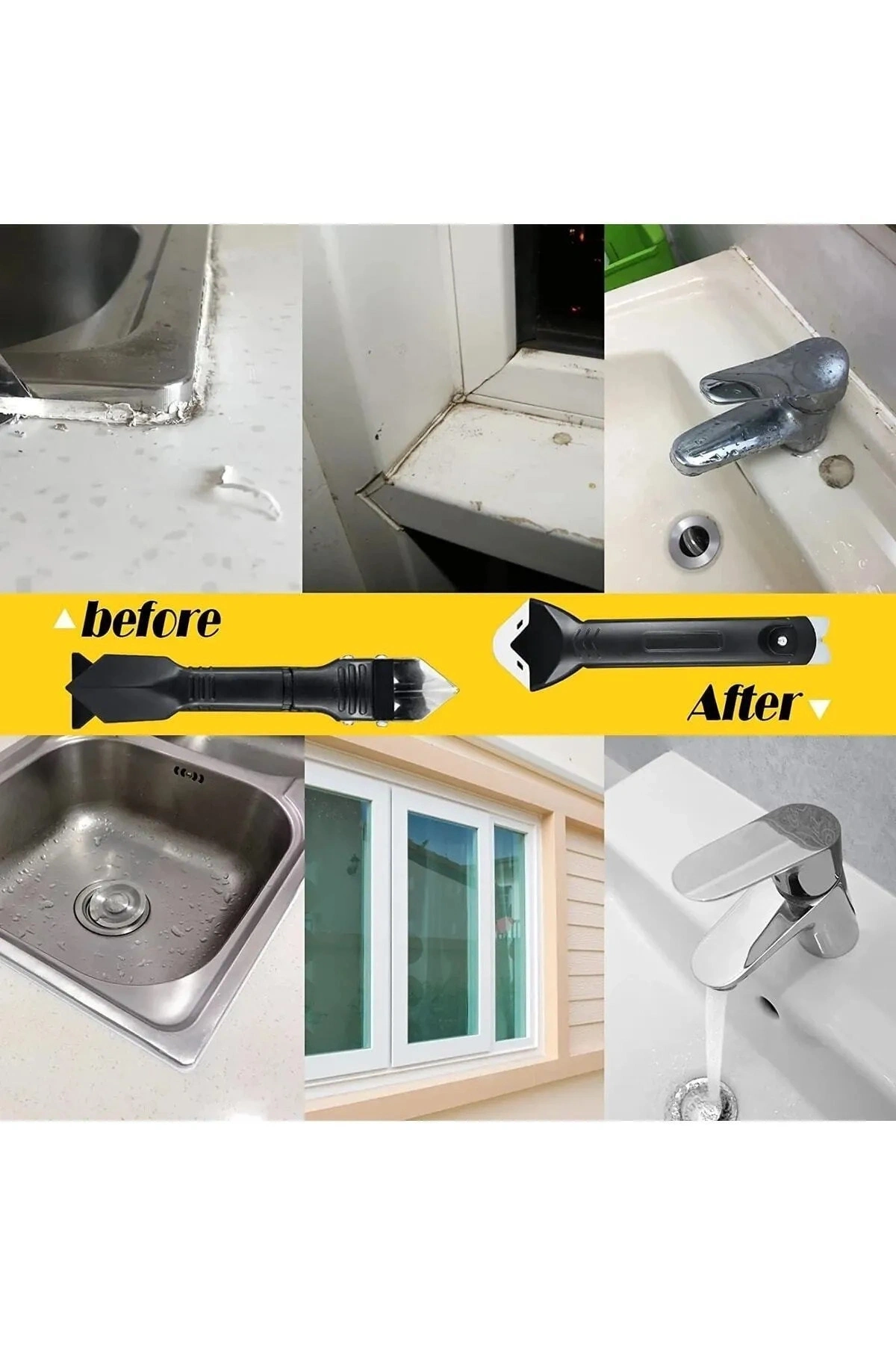 3ü 1 Arada Fayans Derz Dolgu Kazıyıcı Sıyırıcı Silikon Sökücü Ve Uygulayıcı Aparatı 1 ADET