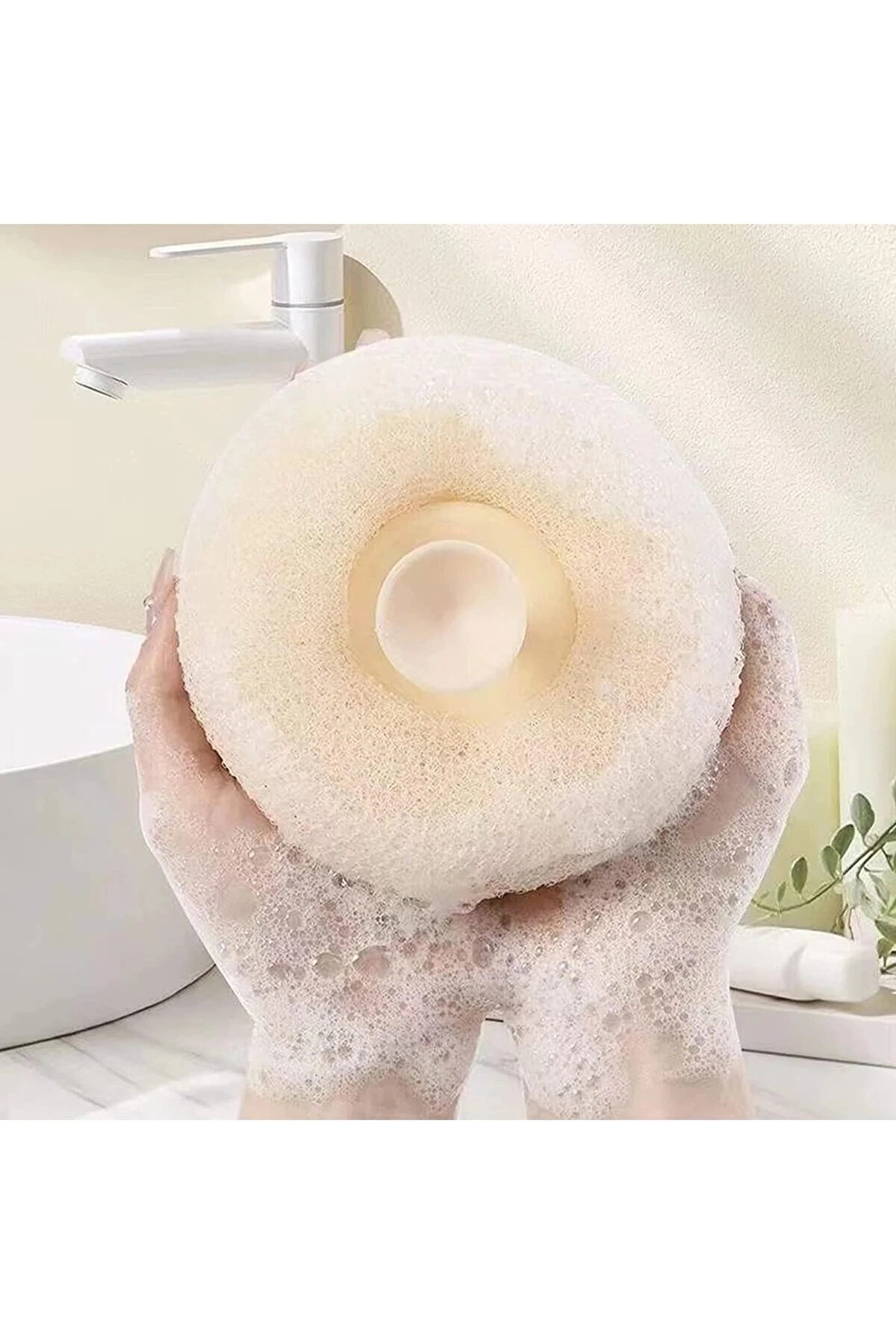 Vantuzlu Banyo Lifi Süngeri Doğal Lif Kabağı Zenginleştirilmiş Kişisel Bakım Temizlik Lifi 1 ADET