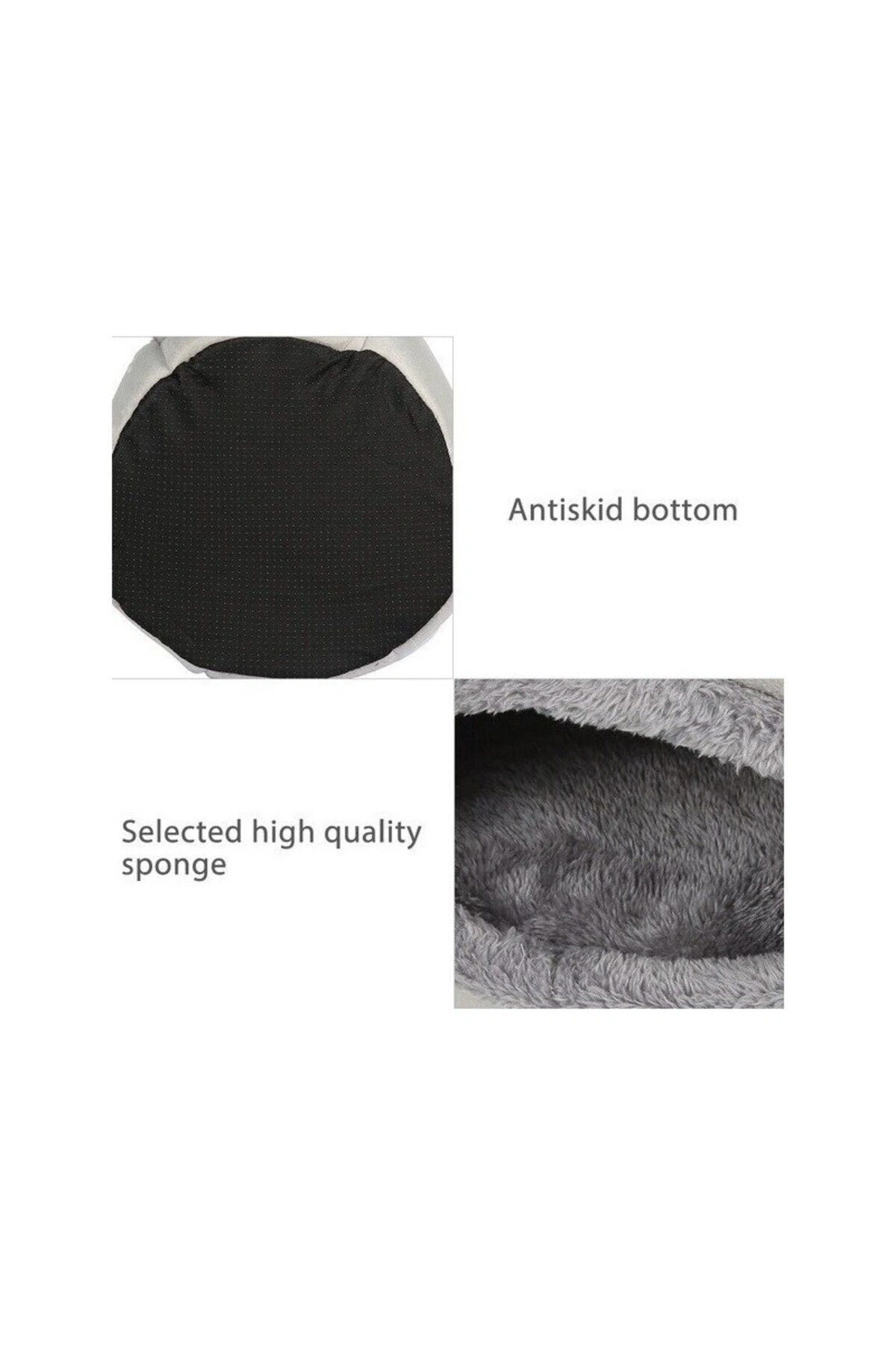 Bal Kabağı Tasarımlı Kedi Evi Yumuşak Kedi Yatağı Derin Uyku Ve Kış Evi Çıkartılabilir Minder Gri