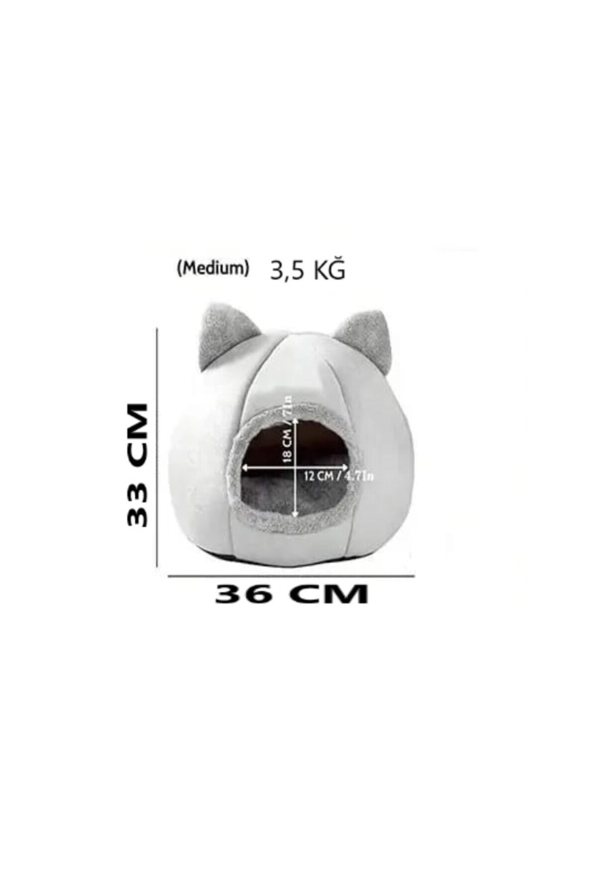 Bal Kabağı Tasarımlı Kedi Evi Yumuşak Kedi Yatağı Derin Uyku Ve Kış Evi Çıkartılabilir Minder Gri