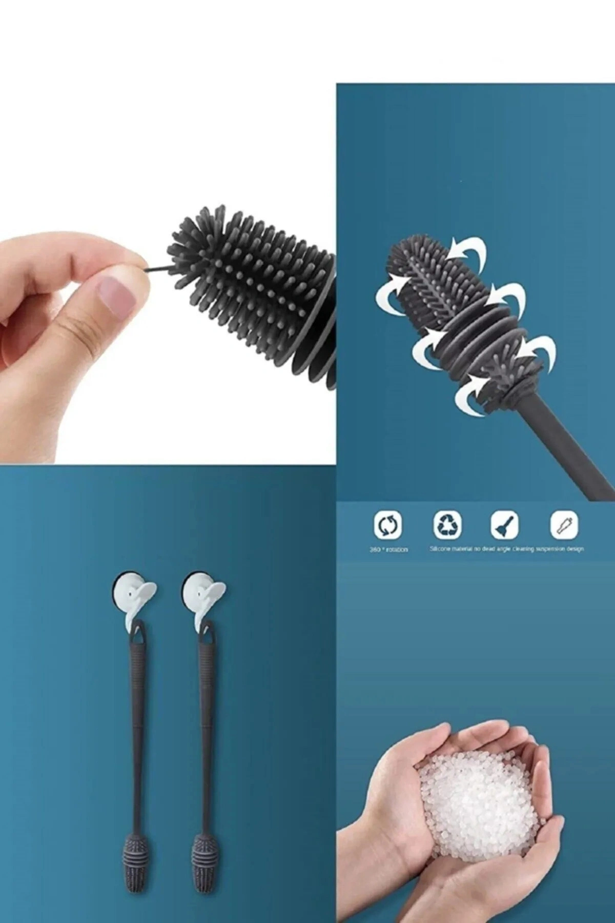 Silikon Bardak Tabak Cam Şişe Fincan Yıkama Fırçası Çok Fonksiyonlu Bulaşık Temizleme Fırçası