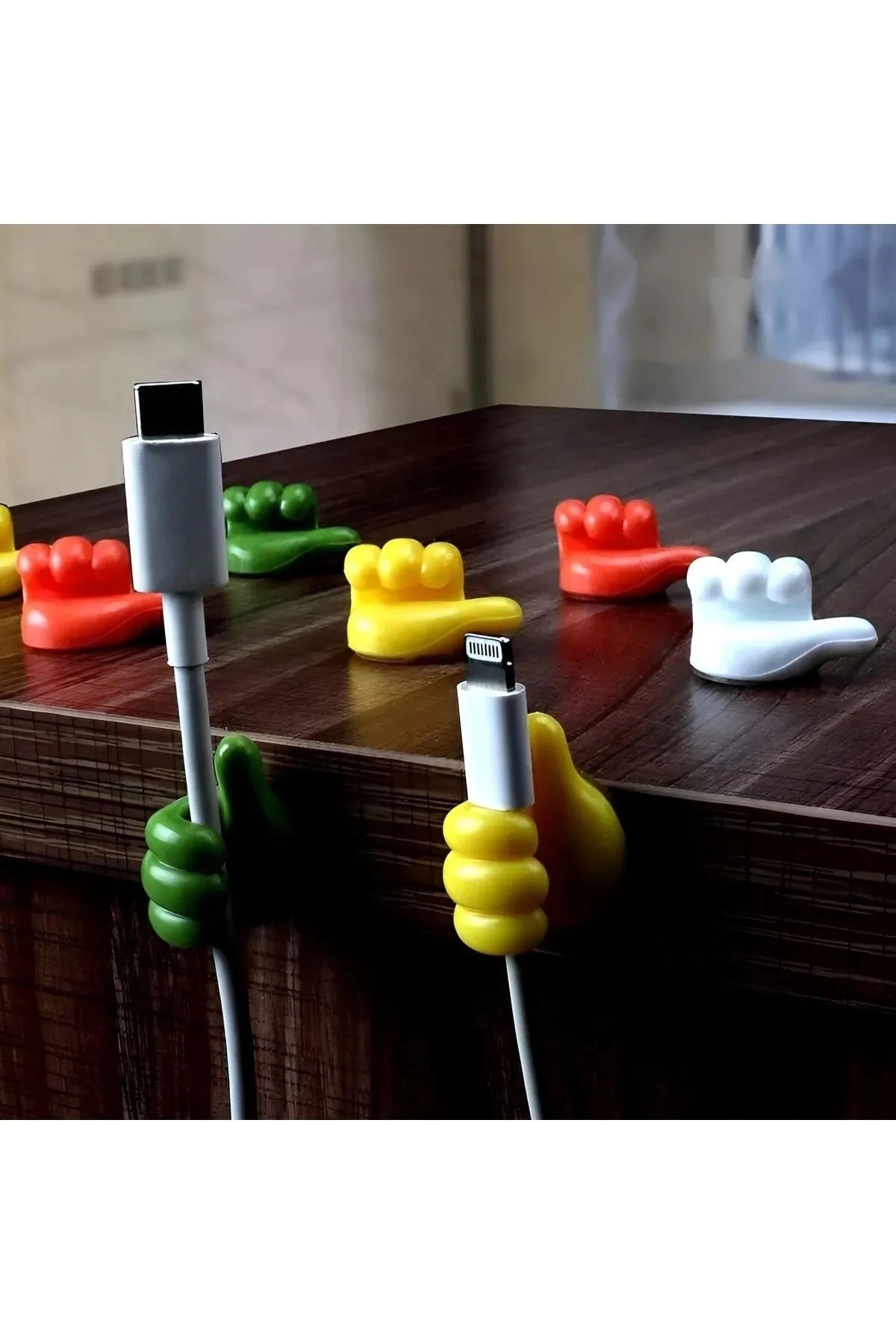 Karışık Renk Başparmak Kablo Tutucu Yapışkanlı Diş Fırçası Anahtarlık Bitki Dal Tutucu Askı 10 Adet