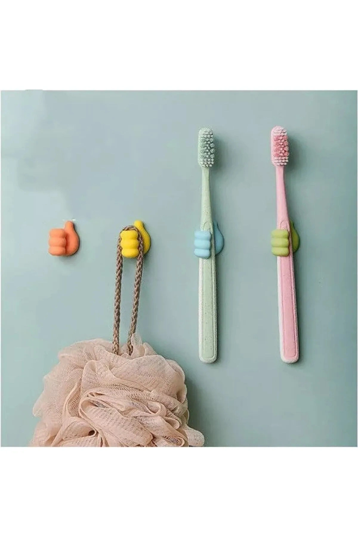 Karışık Renk Başparmak Kablo Tutucu Yapışkanlı Diş Fırçası Anahtarlık Bitki Dal Tutucu Askı 10 Adet