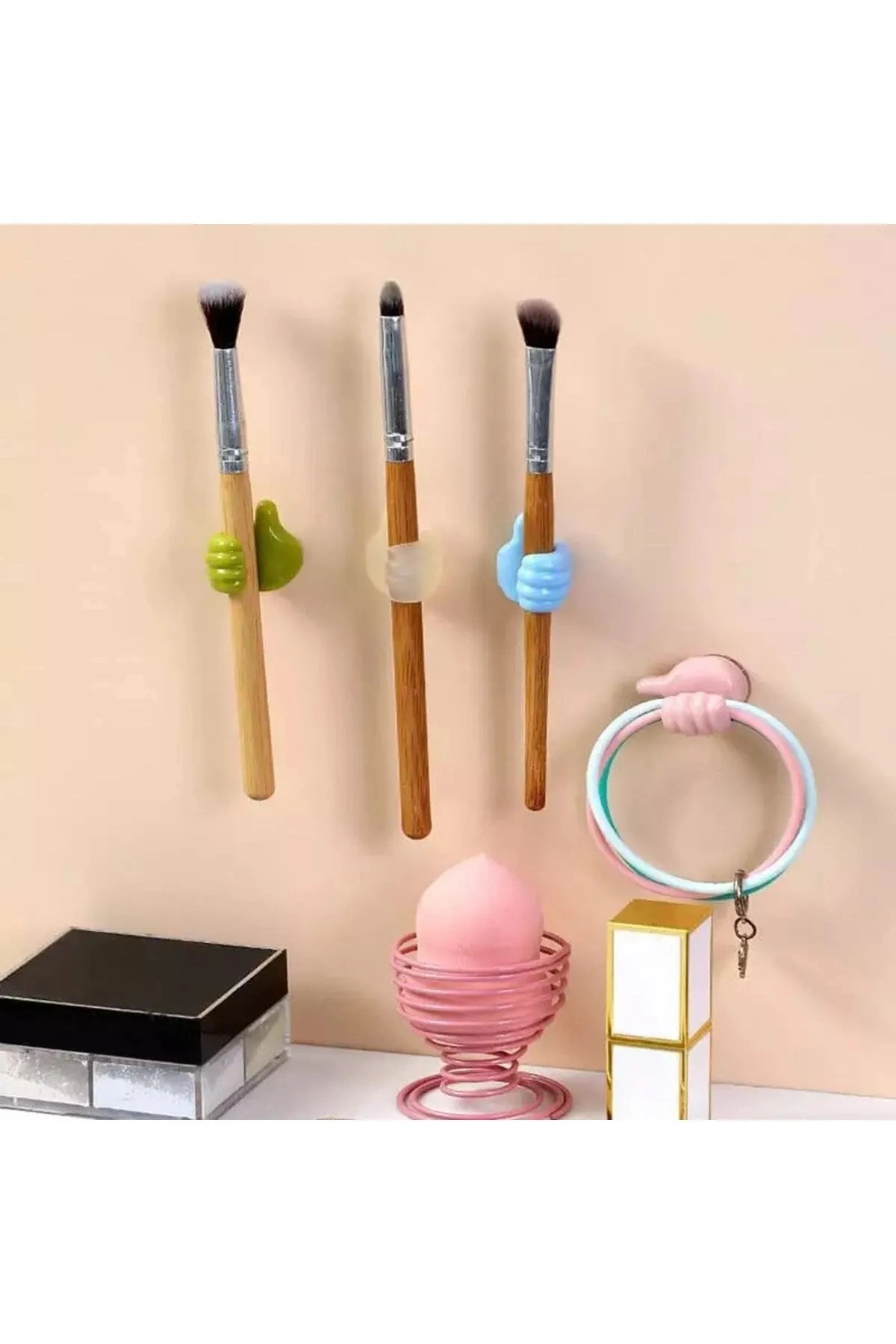 Karışık Renk Başparmak Kablo Tutucu Yapışkanlı Diş Fırçası Anahtarlık Bitki Dal Tutucu Askı 10 Adet