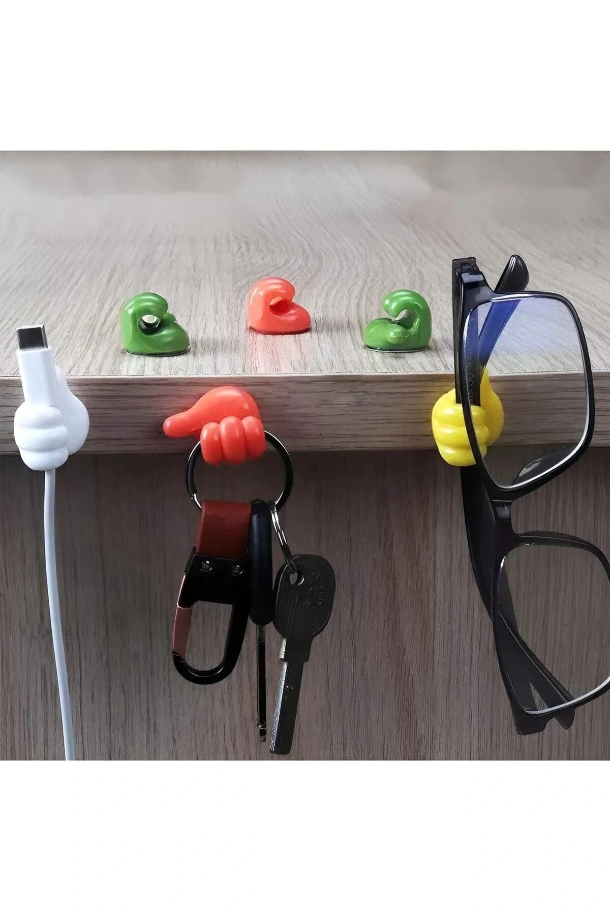 Karışık Renk Başparmak Kablo Tutucu Yapışkanlı Diş Fırçası Anahtarlık Bitki Dal Tutucu Askı 10 Adet