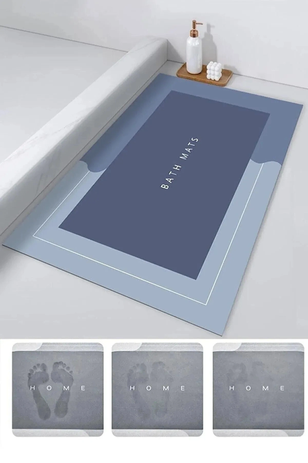 Su Emici Paspas Şık Tasarım Abdest Paspası Kaymaz Taban Diyatom 40*60 Cm  Paspas