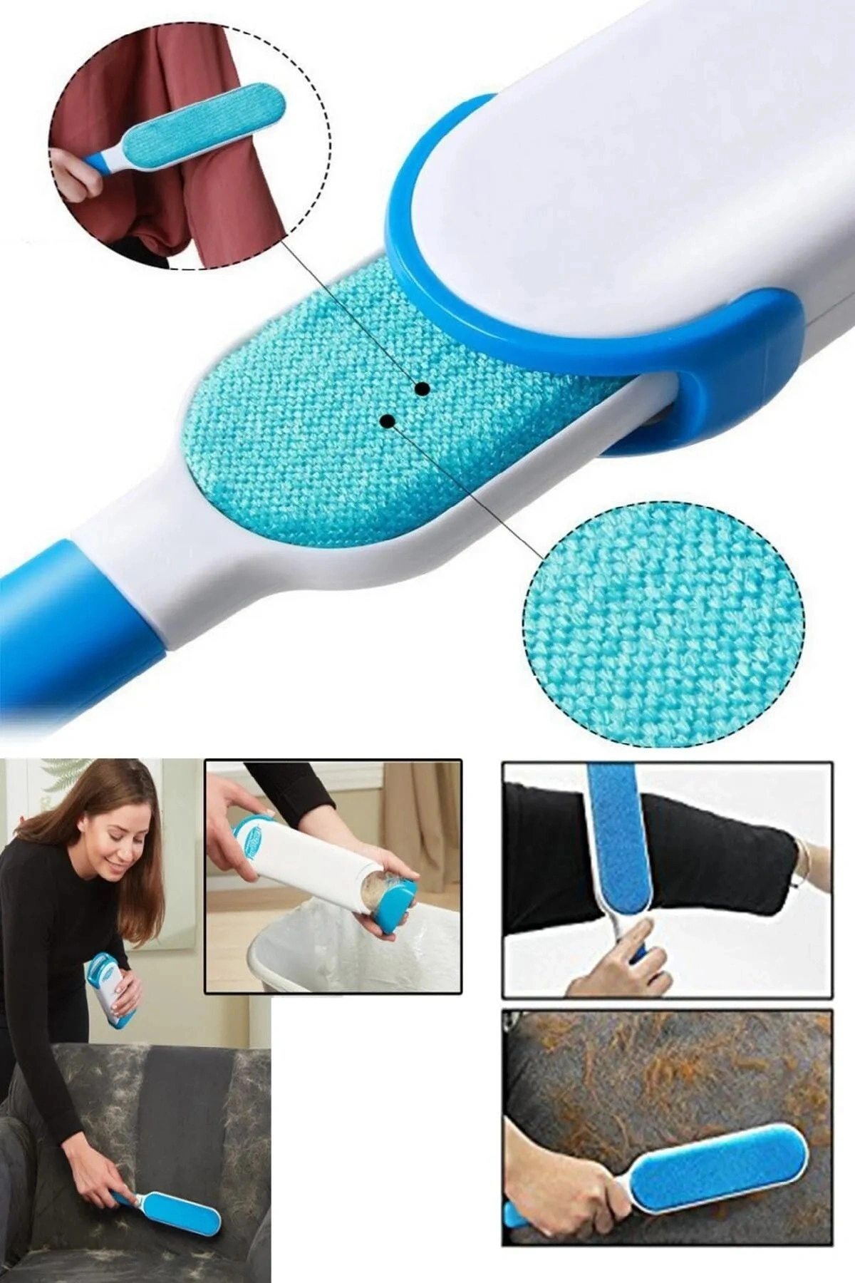 Sihirli 2li Set Tüy Kıl Toplayıcı Tarak Toplama Tarağı Kedi Köpek Fırçası Toz Temizleyici