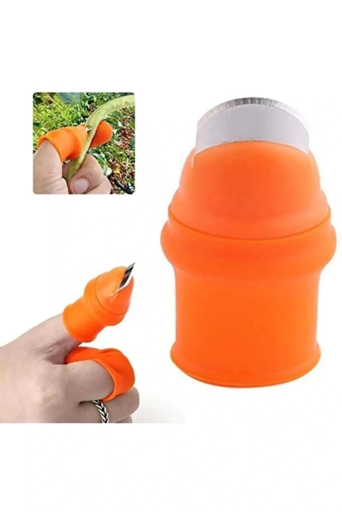 Pratik Baş Parmak Koruyucu Eldiven Sebze Meyve Soyucu Kesme Ayıklayıcı Silikon Aparat L BEDEN