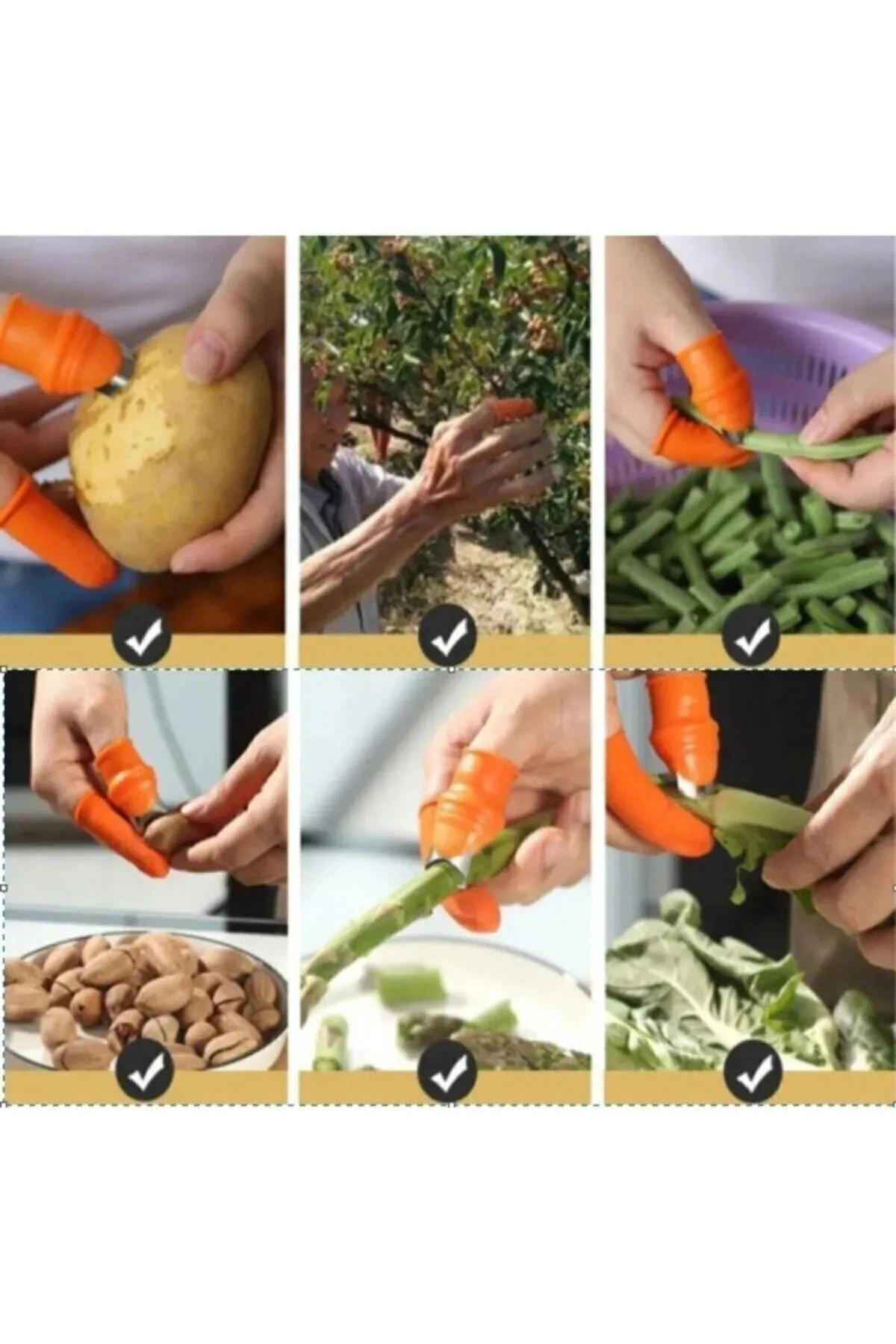 Pratik Baş Parmak Koruyucu Eldiven Sebze Meyve Soyucu Kesme Ayıklayıcı Silikon Aparat L BEDEN