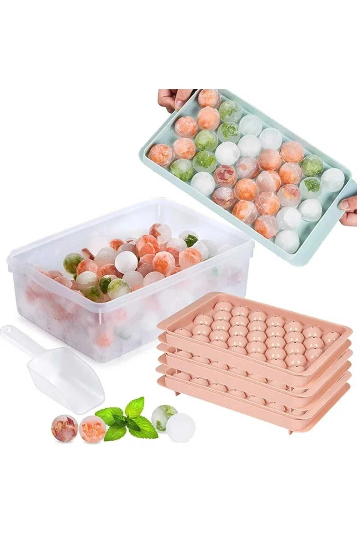 Küre Buz Kalıbı Kapaklı 33 Hazneli Yuvarlak Buz Kalıbı Kokteyl Sunum Buz Kalıbı 1 Adet