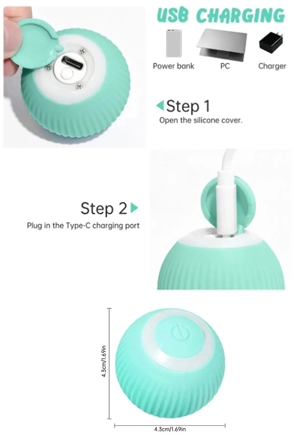 Şarjlı Otomatik Hareketlenen Kedi Oyun Topu Interaktif 360 Derece Dönen Kedi Oyuncağı Eğitim Topu