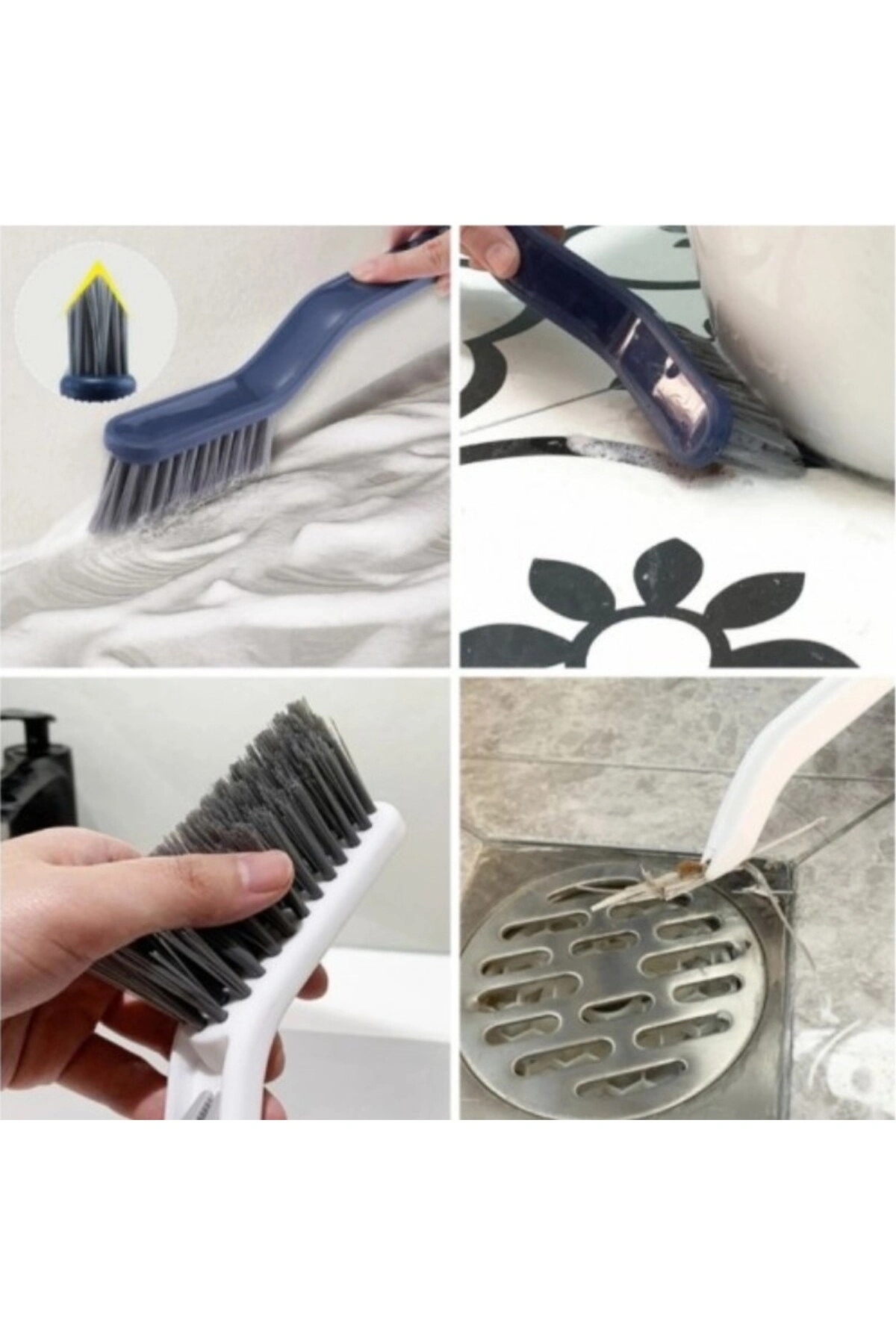 Çok Fonksiyonlu Derz Zemin Fayans Banyo Mutfak Oluk Temizleme Fırçası Çöp Cımbızlı Temizleme Fırçası