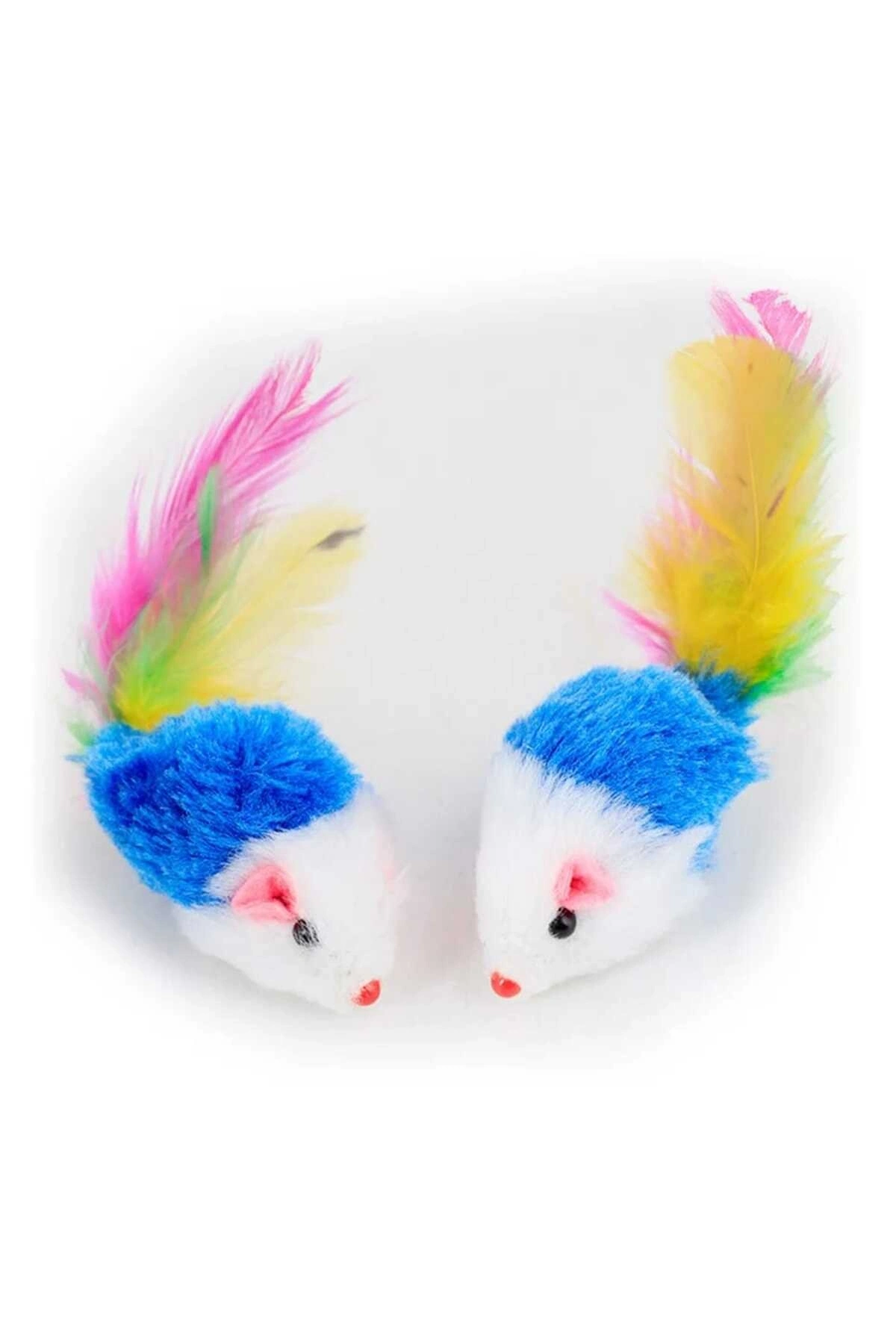 Renkli Tüylü Gerçekci Fare Kedi Oyuncağı 5 Adet