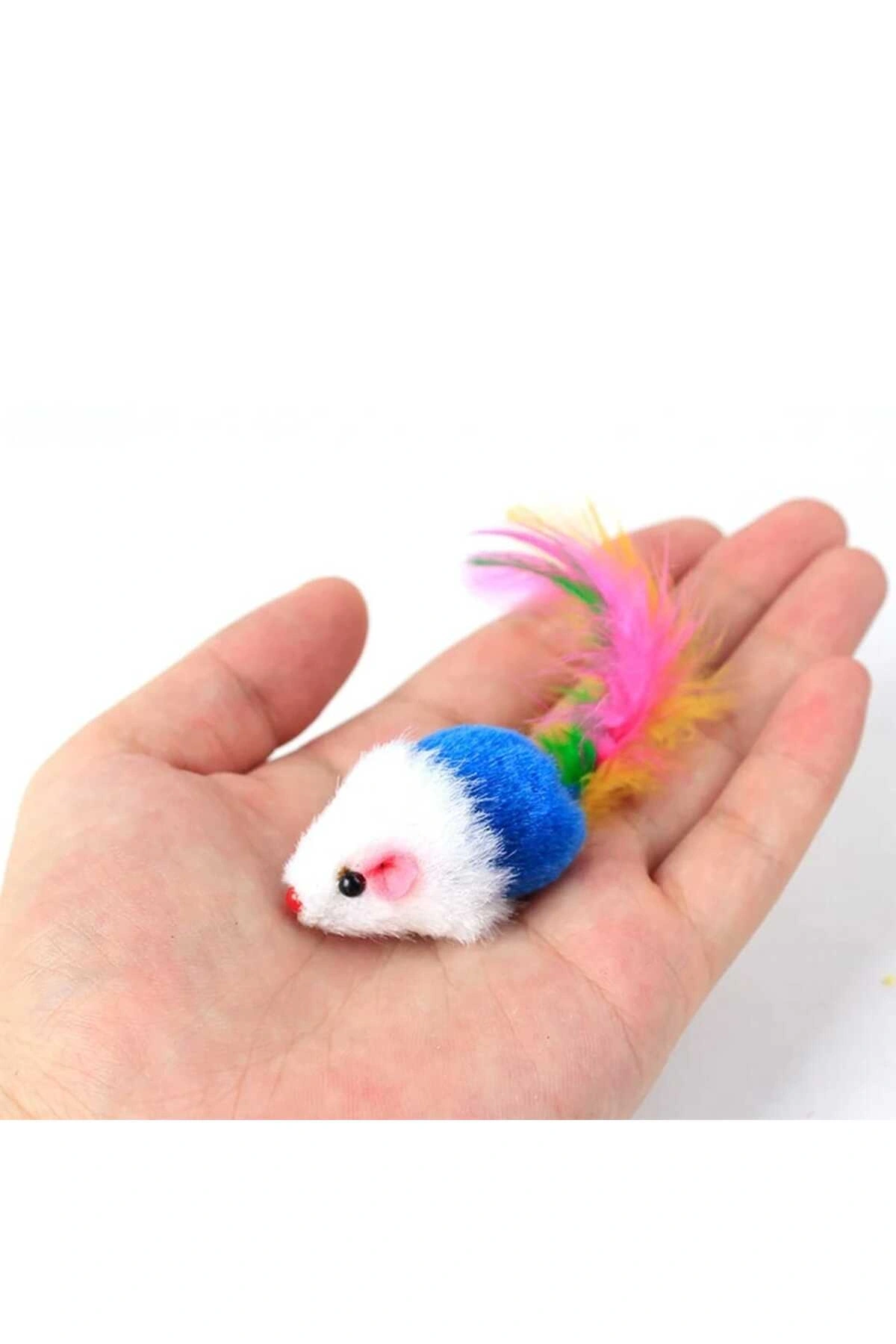 Renkli Tüylü Gerçekci Fare Kedi Oyuncağı 5 Adet