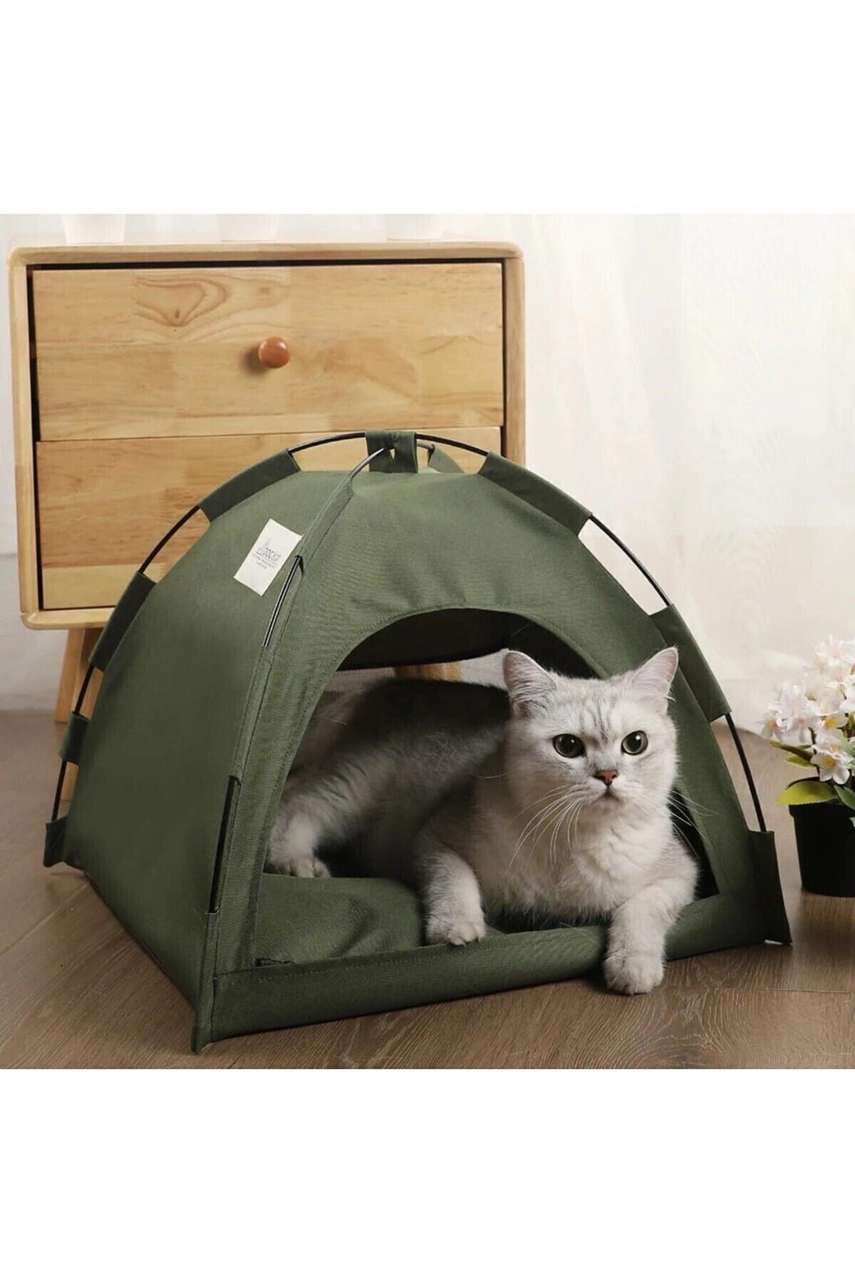 Kedi Kamp Çadırı Kedi Evi Derin Uyku & Serin Yazlık Evi Yumuşak Yatağı Çıkarılabilir Minder