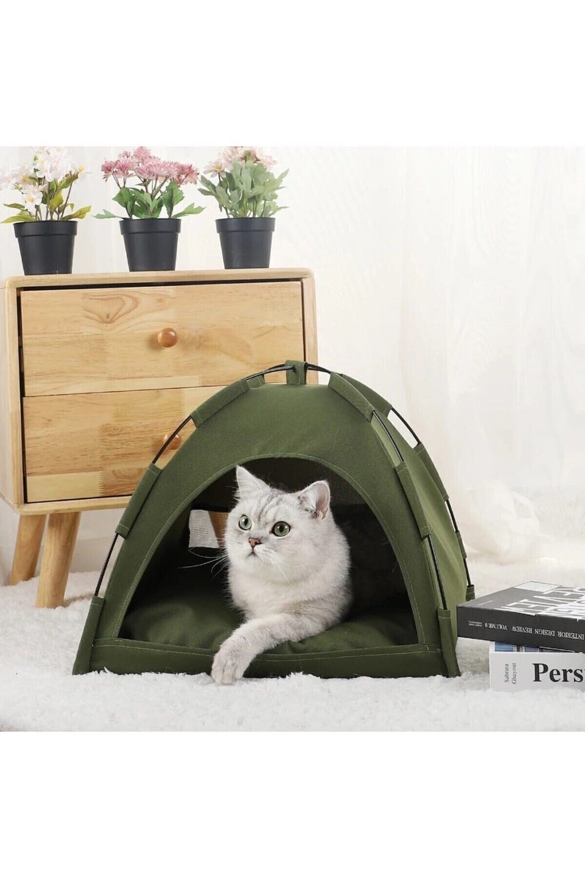 Kedi Kamp Çadırı Kedi Evi Derin Uyku & Serin Yazlık Evi Yumuşak Yatağı Çıkarılabilir Minder