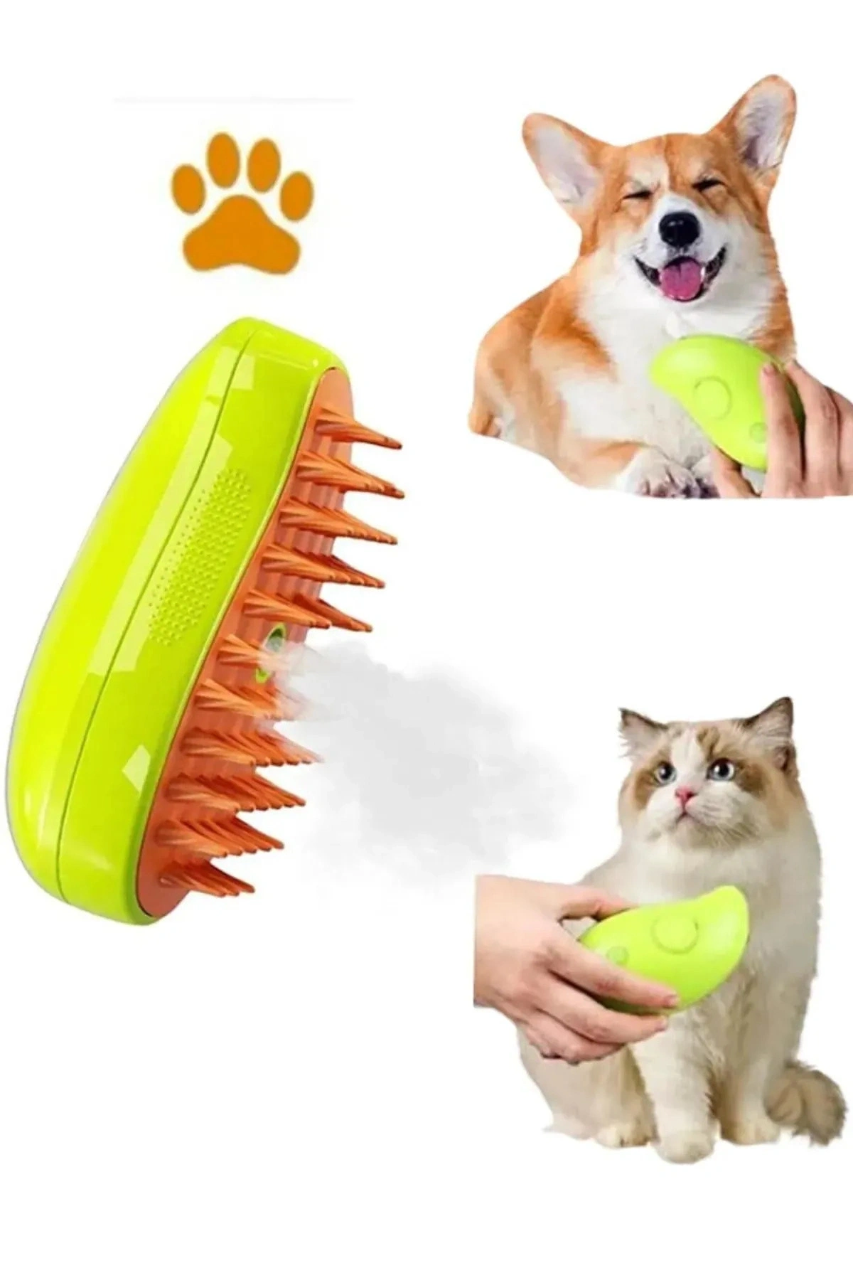 Buharlı Kedi & Köpek Yıkama Fırçası Tarağı Yumuşak Silikon