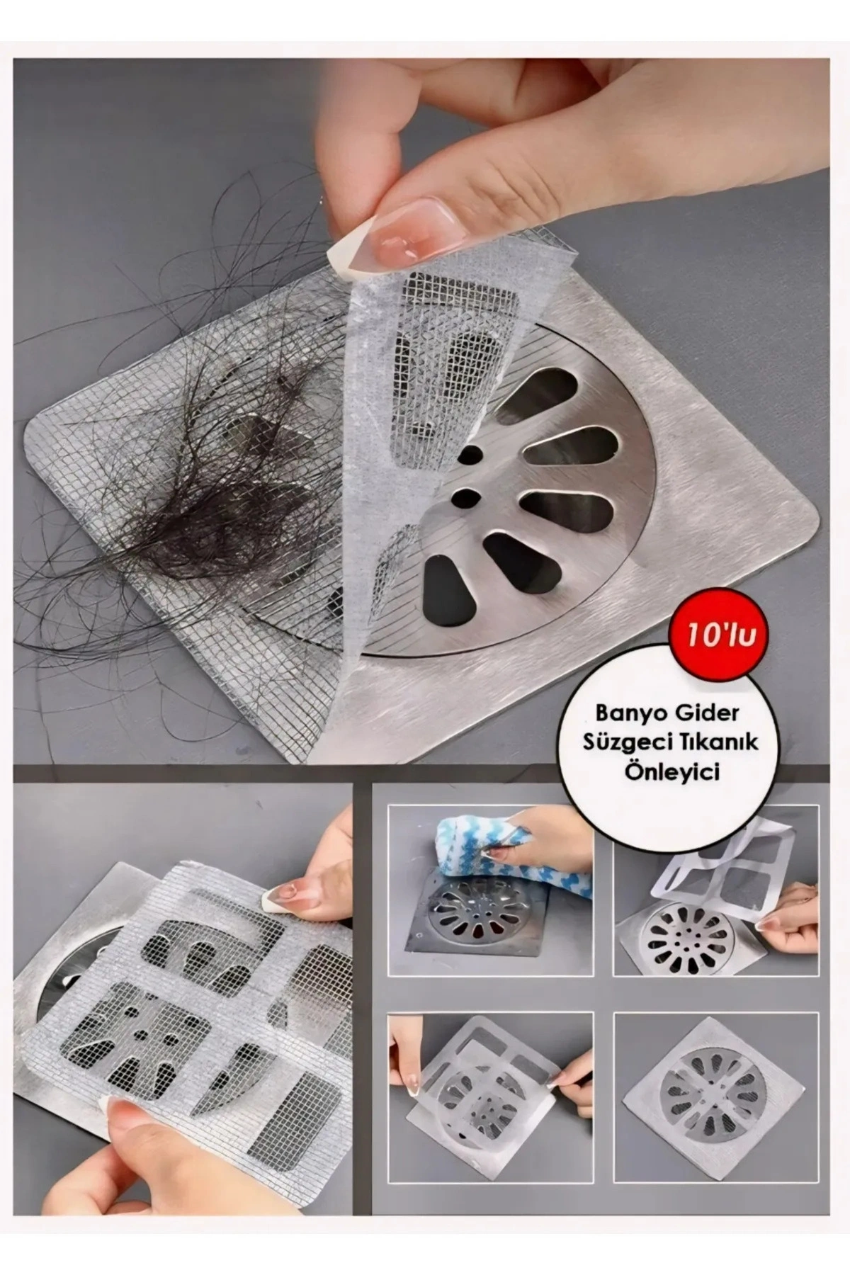 10 Adet Banyo Gider Süzgeci Saç Yakalayıcı Süzgeç Banyo Duş Gider Tıkanık Önleyici Süzgeç