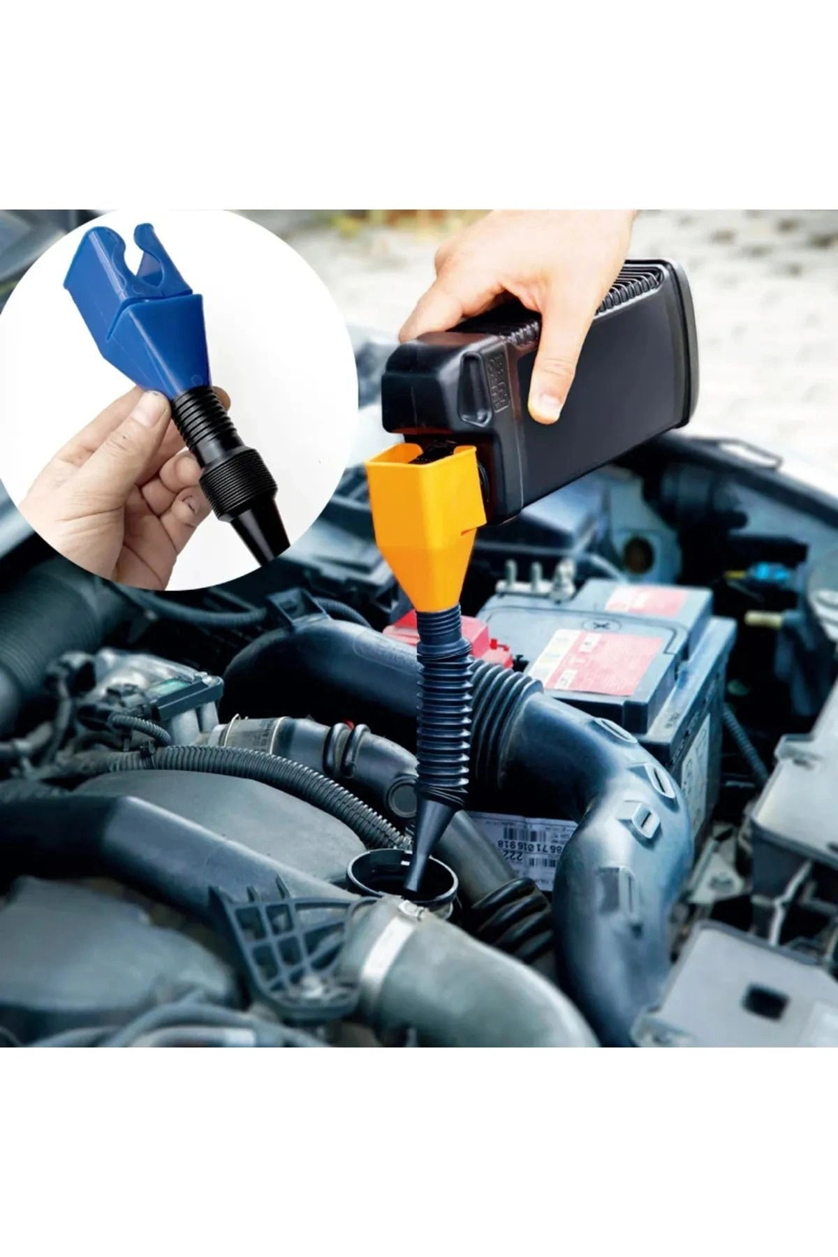 Araç Yağ Benzin Doldurma Hunisi Açılabilir Yer Kaplamaz Yağ Benzin Dökme Aparatı 2 Adet