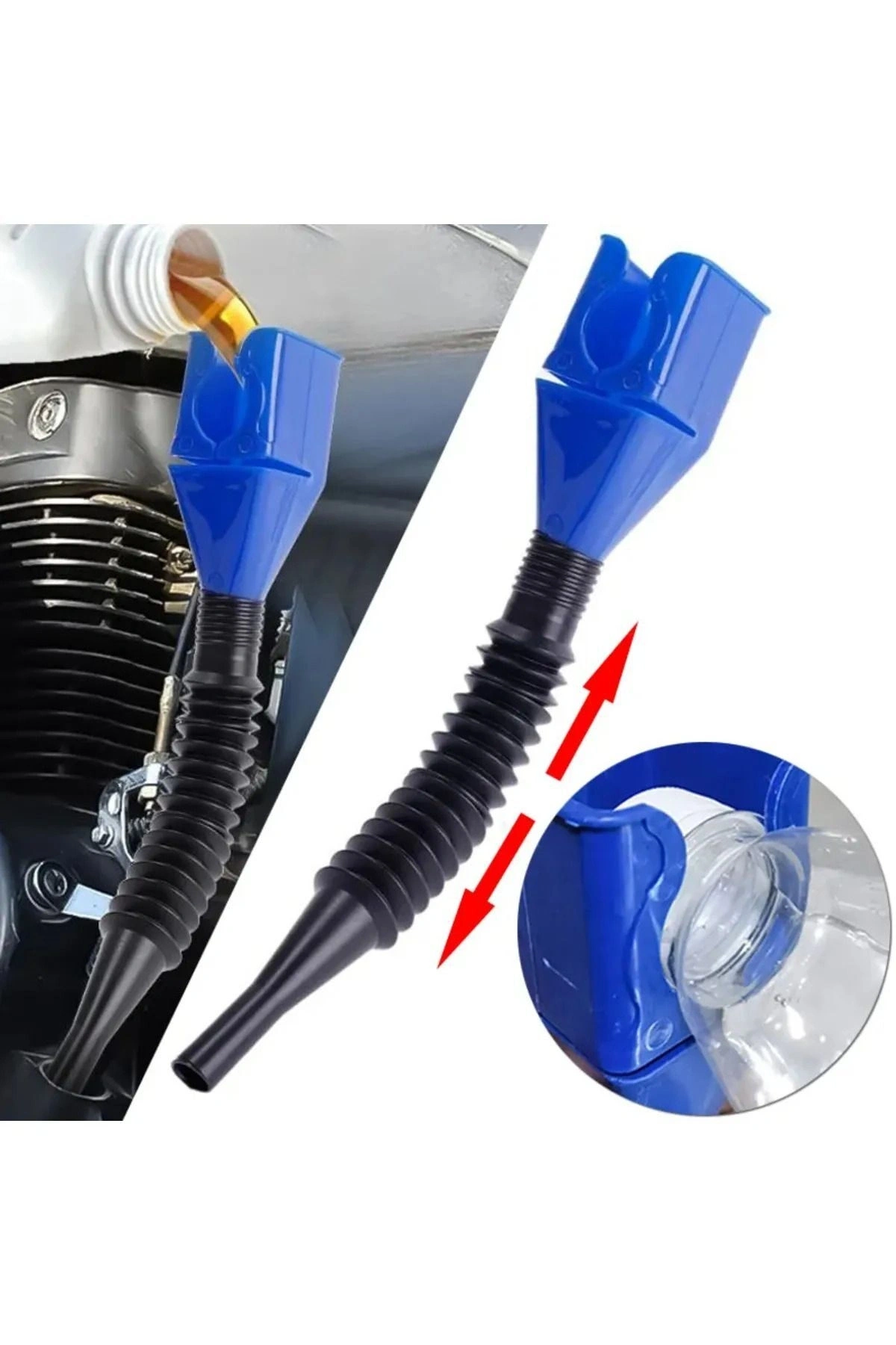 Araç Yağ Benzin Doldurma Hunisi Açılabilir Yer Kaplamaz Yağ Benzin Dökme Aparatı 2 Adet