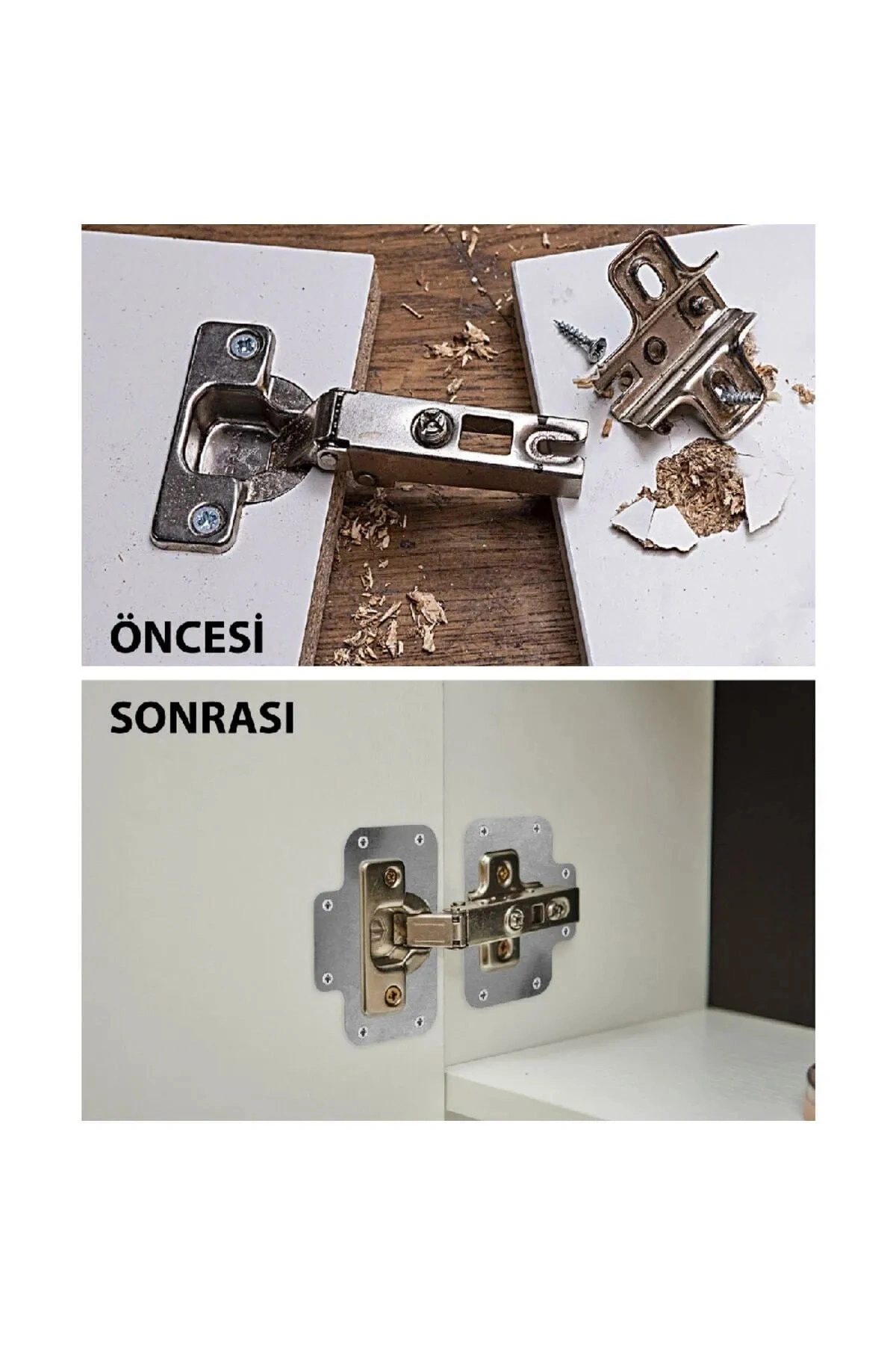 Menteşe Tamir Sacı Pratik Paslanmaz Dolap Tamir Onarım Kiti Kapak Menteşe Tamir Onarım Seti 2 Adet