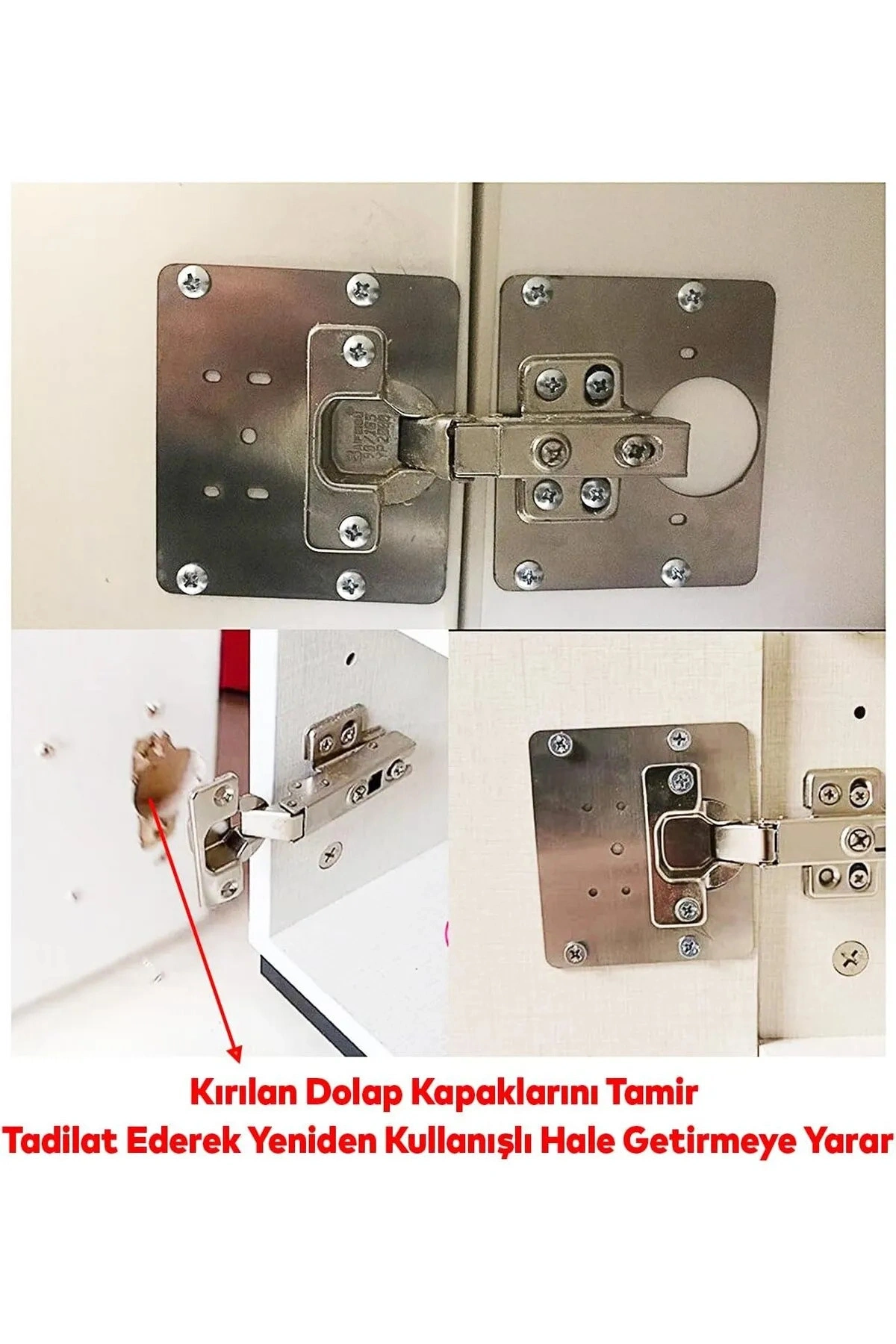 Menteşe Tamir Sacı Pratik Paslanmaz Dolap Tamir Onarım Kiti Kapak Menteşe Tamir Onarım Seti 2 Adet