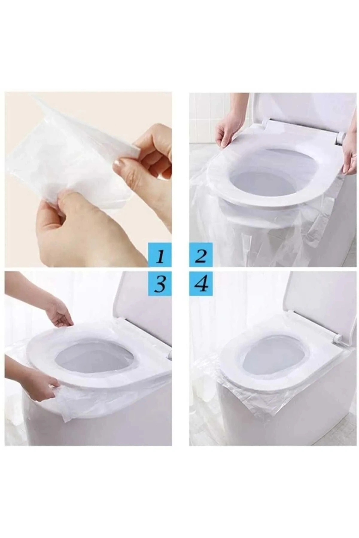 50 Adet Tek Kullanımlık Klozet Örtüsü Klozet Poşeti Klozet Kapak Örtüsü Dispenseri