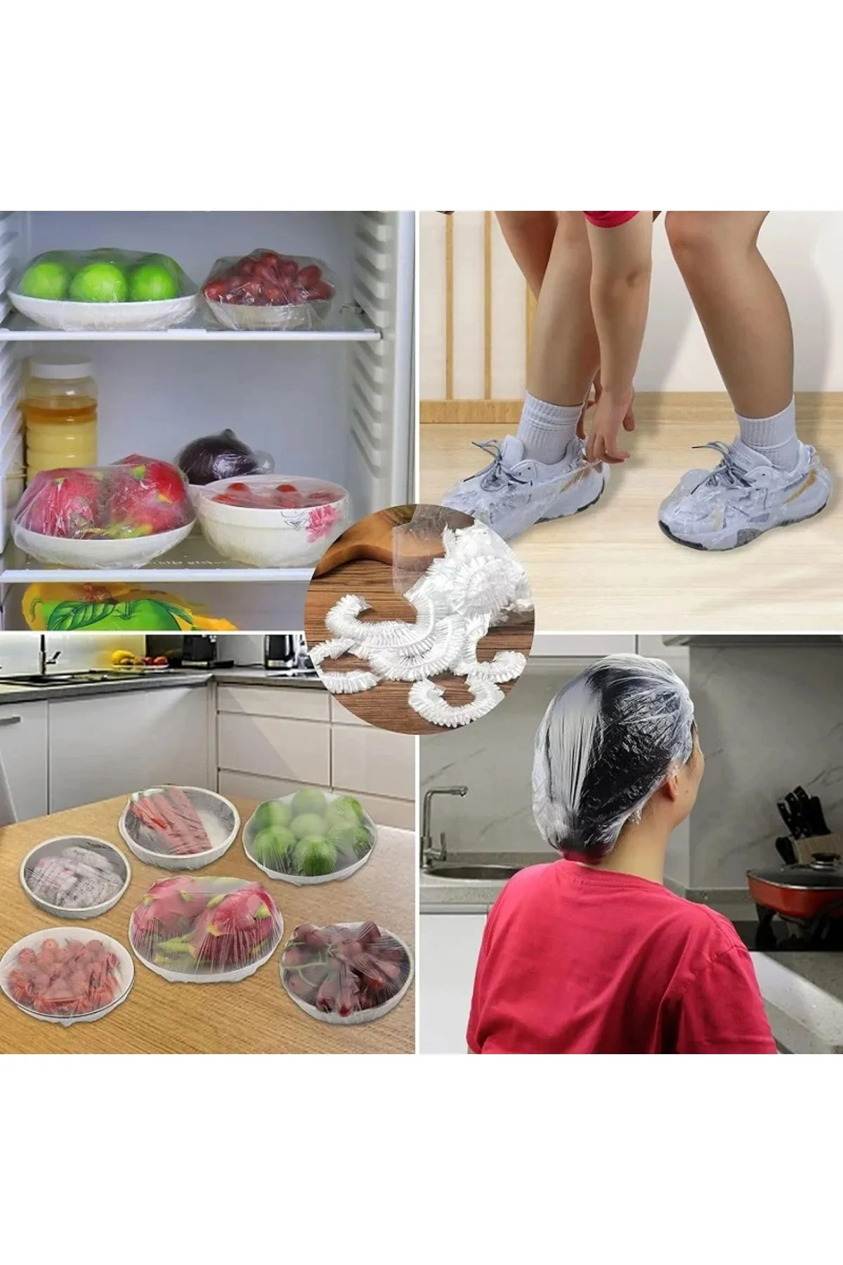 100 Adet Yeniden Kullanılabilir Gıda Saklama Kâse Tabak Tencereler Için Ayarlanabilir Gıda Bonesi