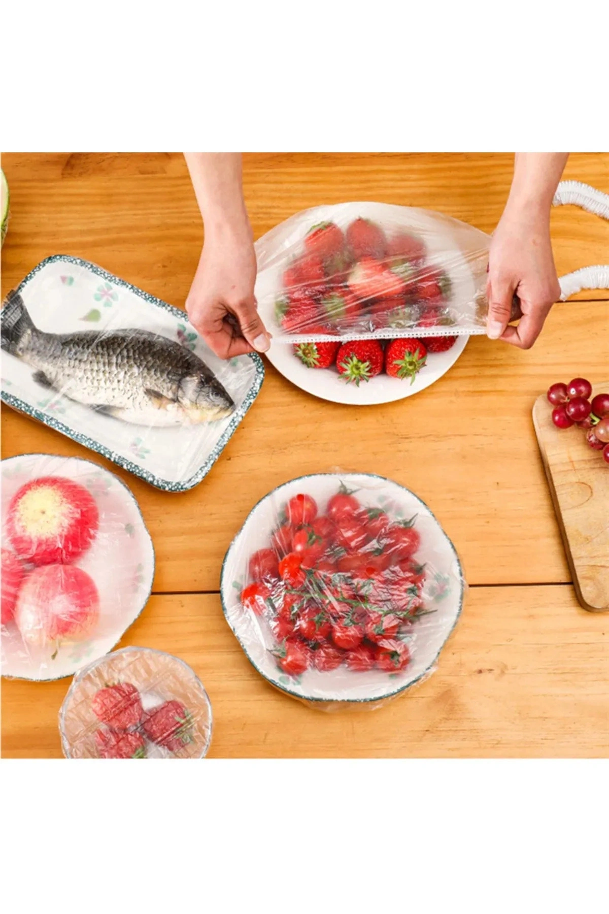 100 Adet Yeniden Kullanılabilir Gıda Saklama Kâse Tabak Tencereler Için Ayarlanabilir Gıda Bonesi