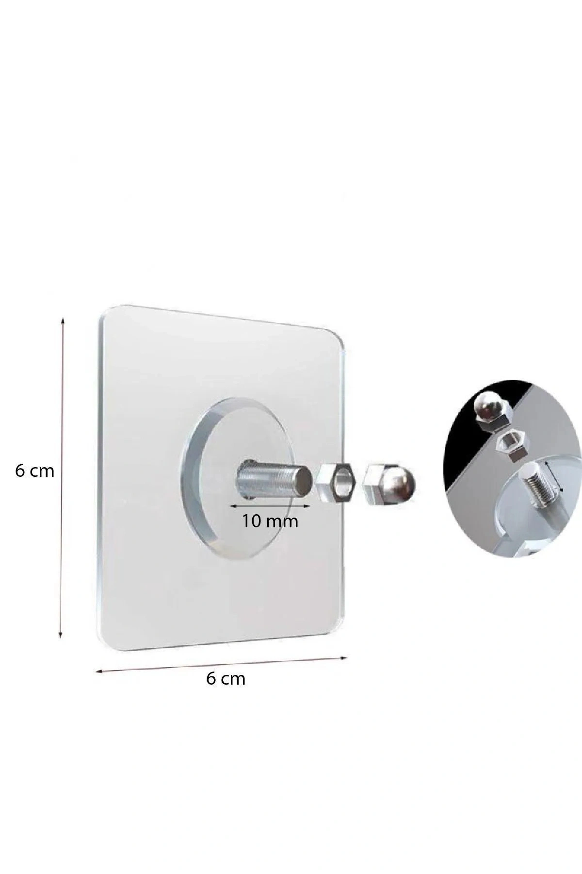 Kapı Arkası Elbise Askısı Kendinden Yapışkanlı Şeffaf Vidalı Havlu Askısı 4 Adet
