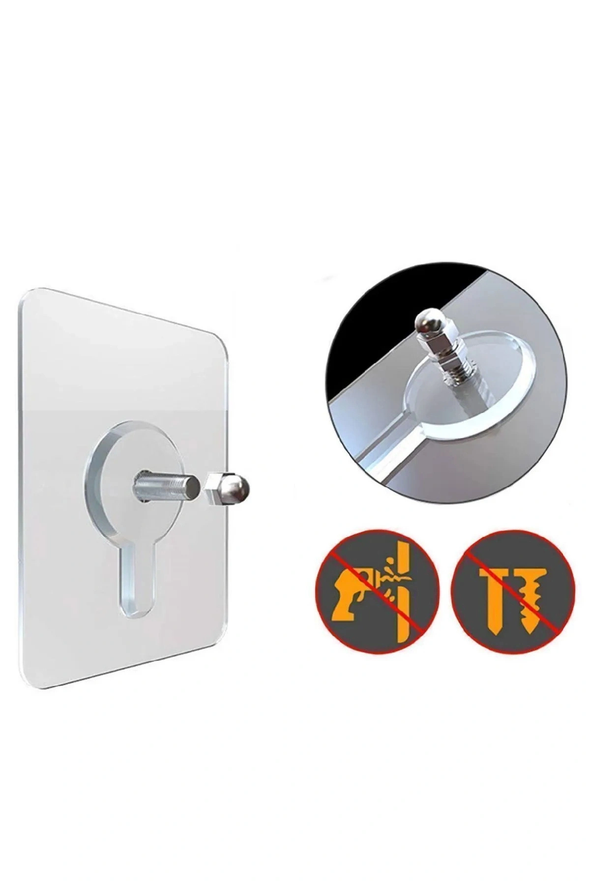 Kapı Arkası Elbise Askısı Kendinden Yapışkanlı Şeffaf Vidalı Havlu Askısı 4 Adet