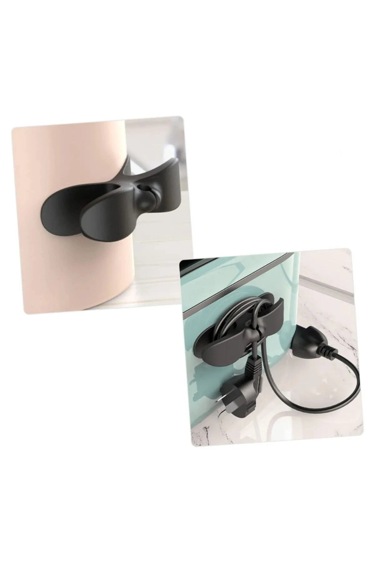 Yapışkanlı Airfryer Kablo Düzenleyici Çok Amaçlı Kablo Tutucu Kablo Toparlayıcı SİYAH  (2 ADET)