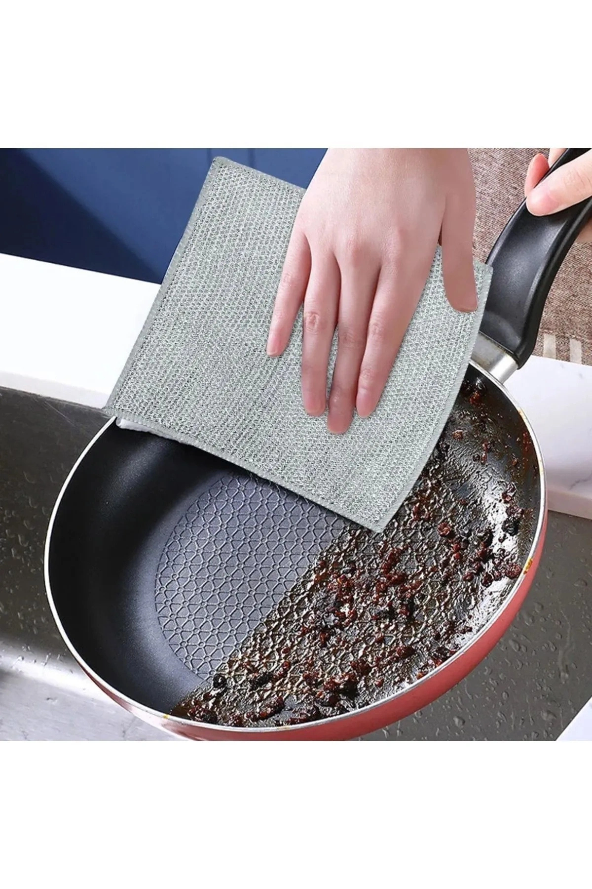 Telli Bulaşık Bezi Ovma Teli ve Çok Amaçlı Multi İnce Temizlik Fırçası 4  ADET