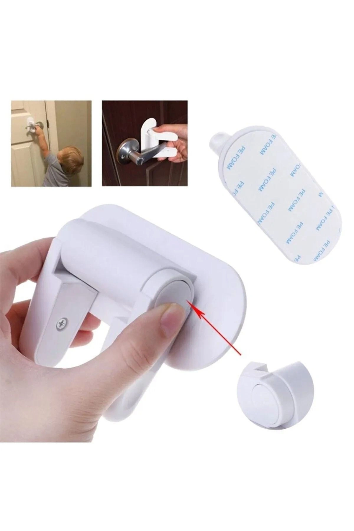 Manuel Çocuk Kapı Kilidi Kendinden Yapışkanlı Bebek Emniyet Kilidi Pratik Çok Fonksiyonlu Kilit
